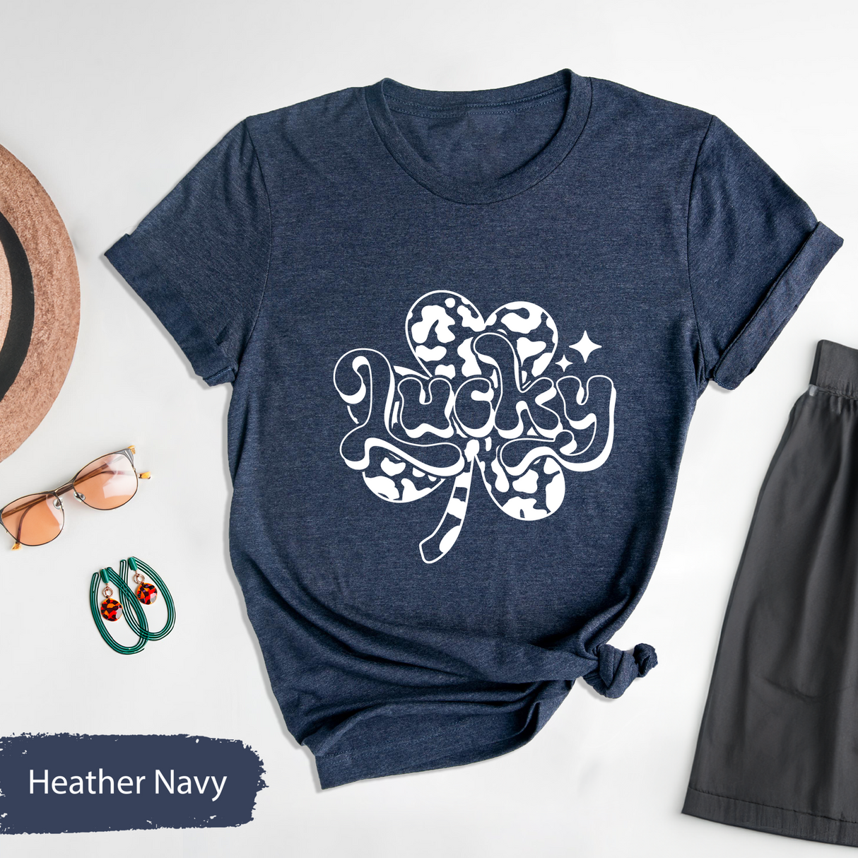 Lucky Shamrock St Patricks Day T-Shirt, Retro Irish Festival Tee, Four Leaf Clover T-Shirt, Trendy Irish Lucky Charm Tshirt, Green Day Gift