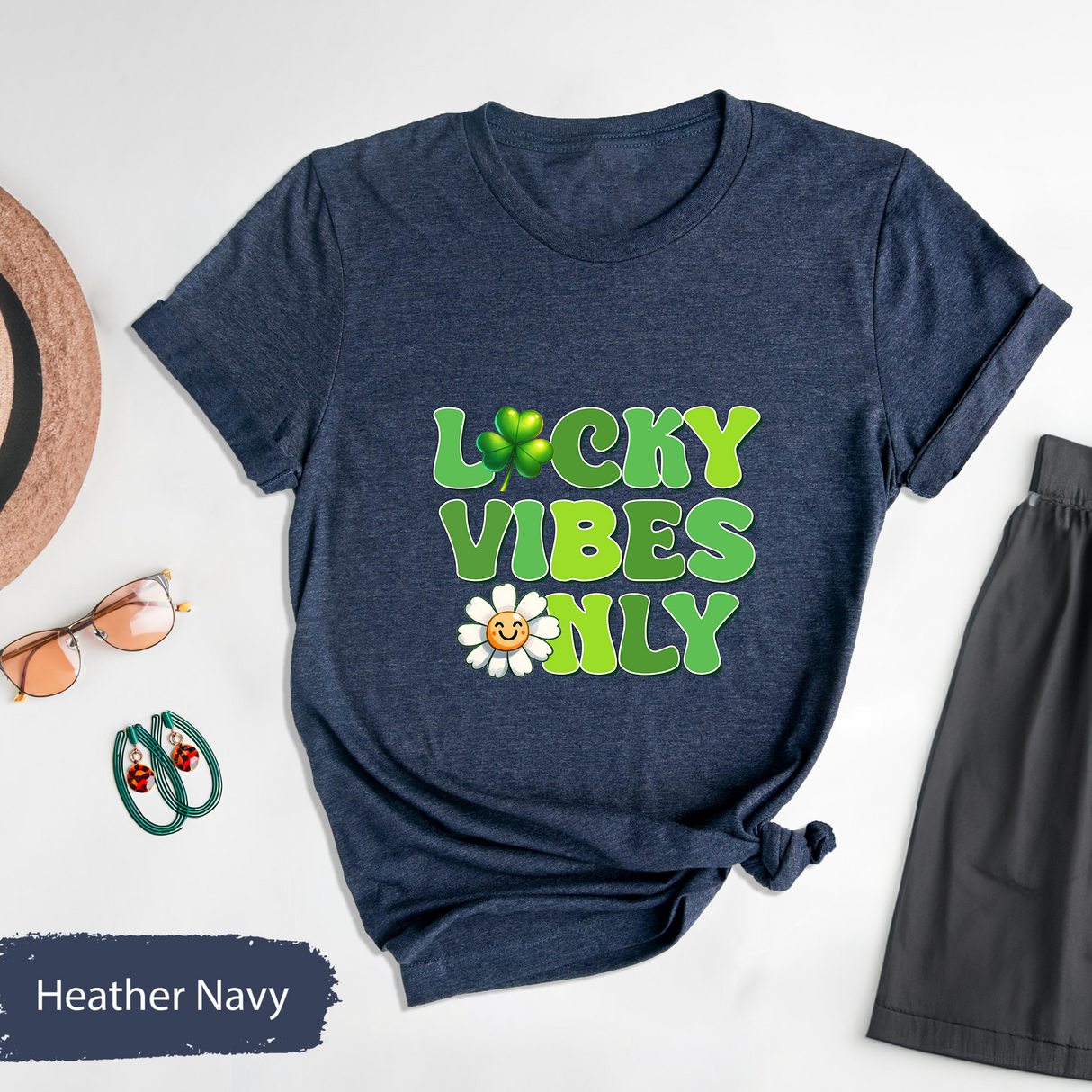 Lucky Vibes Only Shirt St Patricks Day Gift, Retro St Patricks Day Tshirt, Cute Daisy Graphic TShirt, Fun Shamrock Shirt, St Patricks Outfit