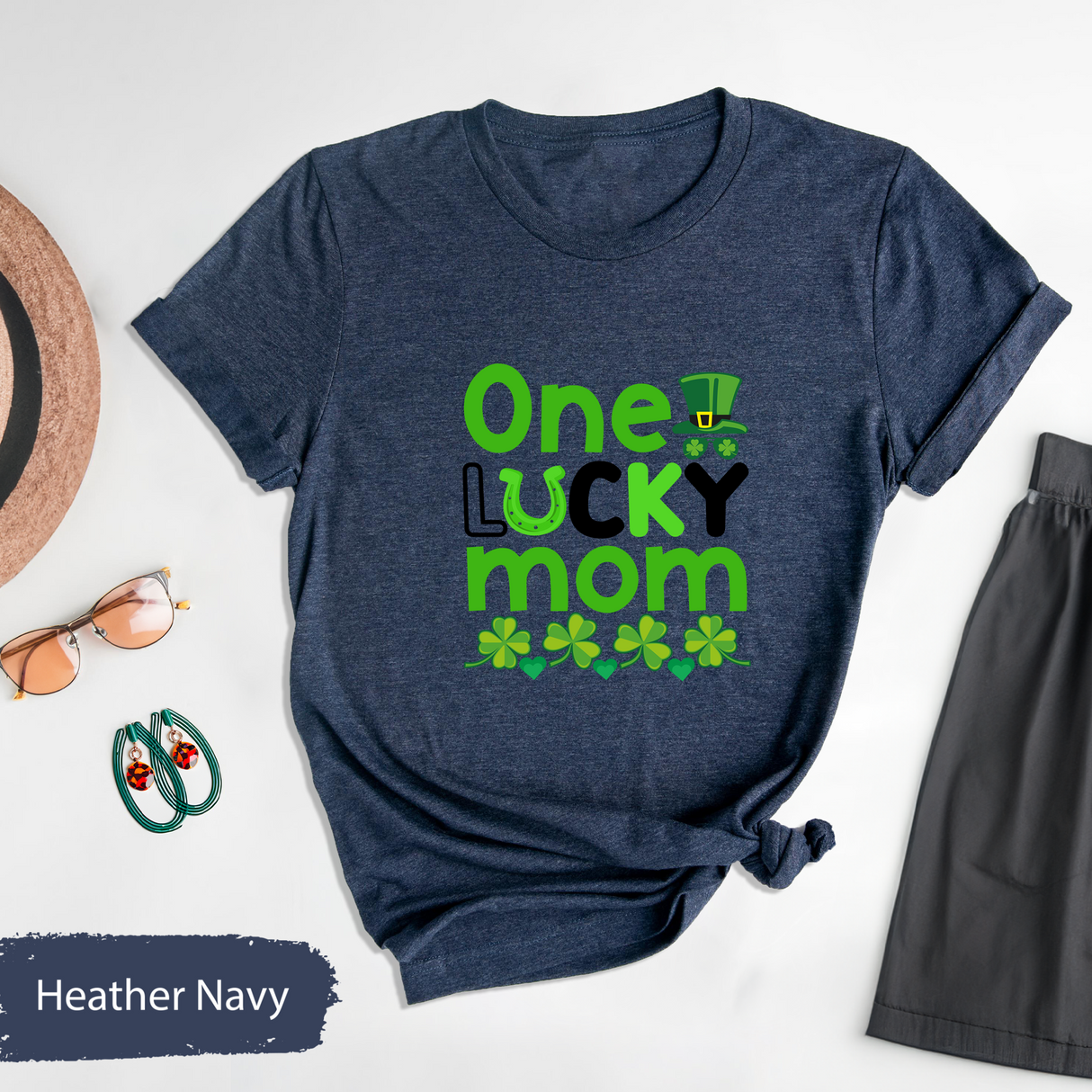 One Lucky Mom Shirt, St Patricks Day Mom Tee, Irish Shamrock Lucky Mom T-Shirt, Cute Clover Mothers Day Shirt, St Paddy’s Day Gift for Woman