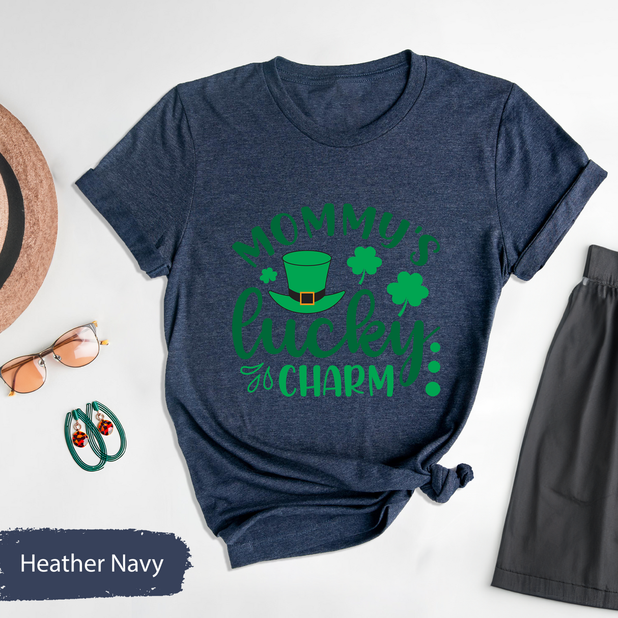 Mommy's Lucky Charm T-Shirt, St Patricks Day Mom Shirt, Cute Shamrock Graphic Tee, Irish Festival Family Outfit, Lucky Charm Gift for Mom