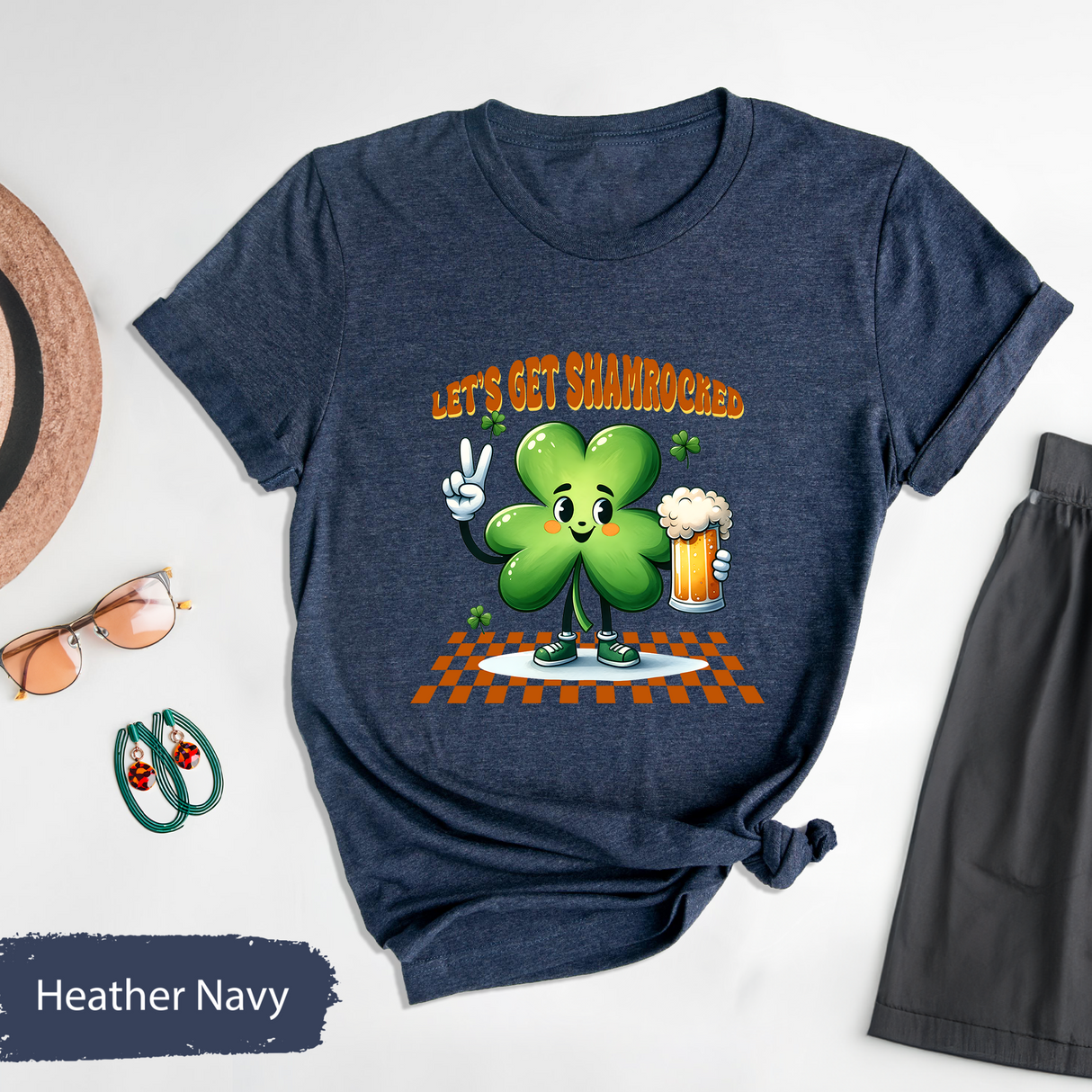 Let’s Get Shamrocked Shirt, Funny St. Patrick’s Day Beer Tee, Cute Drunk Shamrock Graphic T-Shirt, Irish Pub Party Outfit, St Paddys Day Tee
