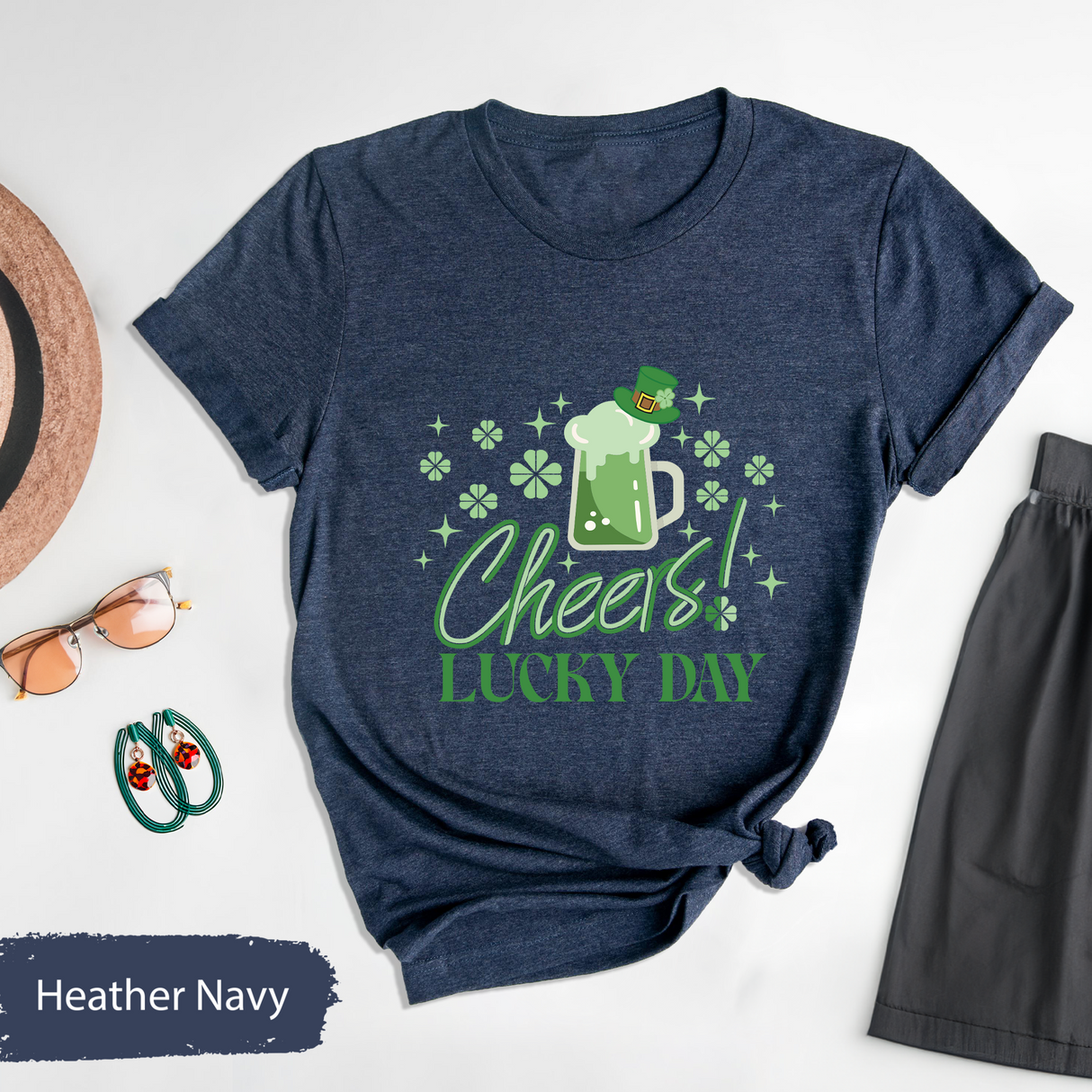 St Patricks Day Cheers Lucky Day T-Shirt, Green Beer Shirt, Beer Lover Gift, Irish Pub Party T-Shirt, Funny Patricks Outfit, Bar Crawl Shirt