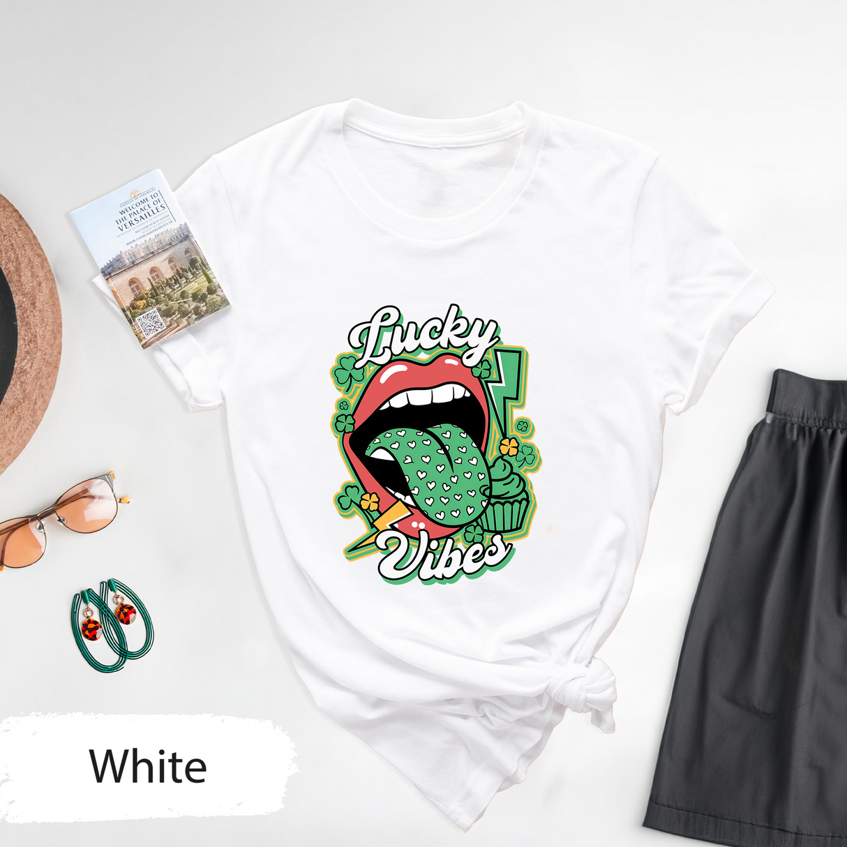 St Patricks Day Shirt, Lucky Vibes T-Shirt, Retro Irish Graphic Tee, Women St Paddys Day Party Shirt, Trendy Lucky Tshirt, Funny St Patricks