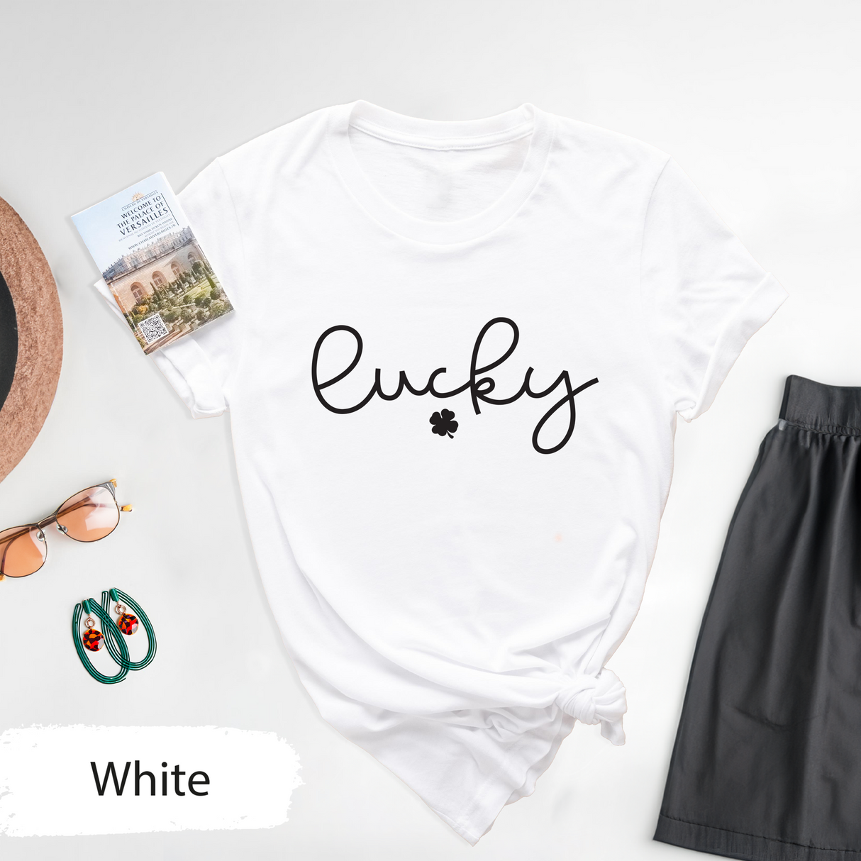 St Patrick's Day Shirt, Lucky Patricks Day Shirt, Cute Clover Graphic Tee, Irish Shirt, Lucky Charm Four Leaf Clover Shirt, Gifts for Her