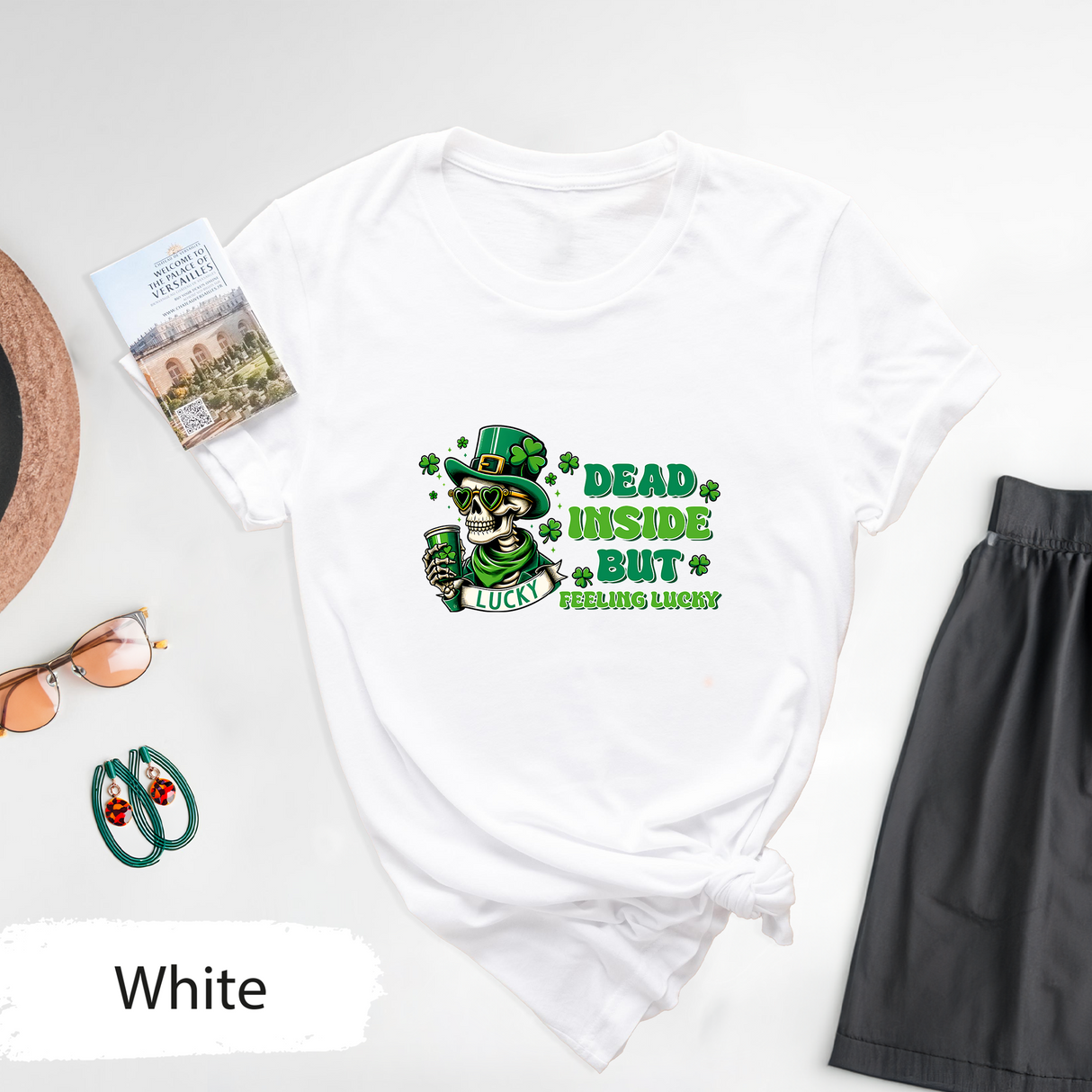 Dead Inside But Feeling Lucky Shirt, Funny St Patrick’s Day Skeleton T-shirt, Irish Drinking Party Shirt, Lucky Skeleton Tee, Funny Gifts