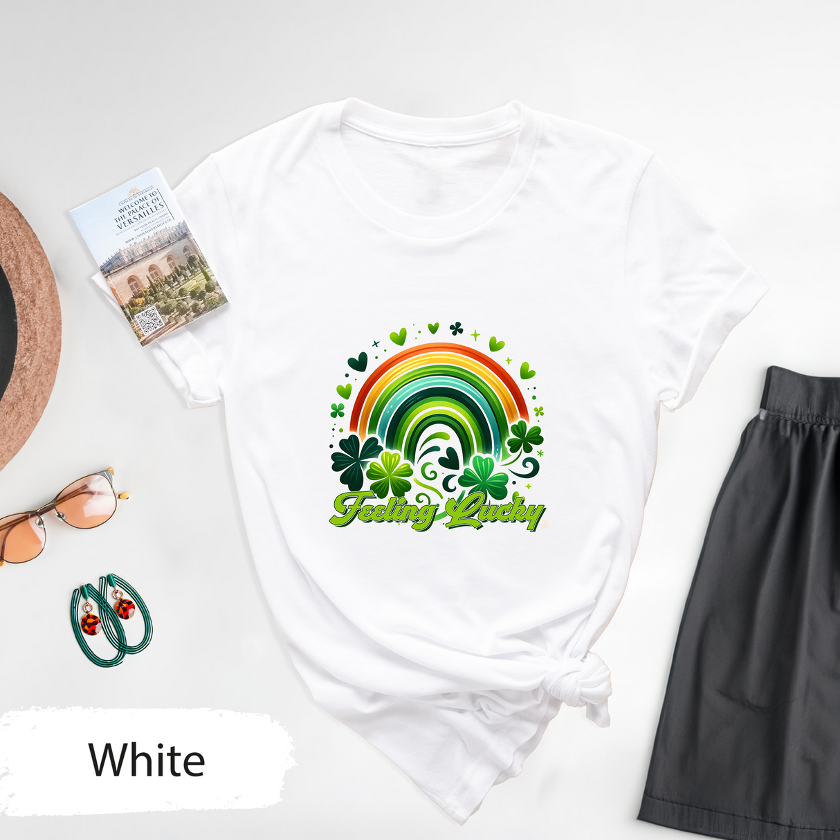 St Patricks Day Feeling Lucky Shirt, Irish Rainbow Tshirt, Lucky Clover Graphic Tee, St Paddys Day Gift, Gift for Her, Lucky Party Tshirt