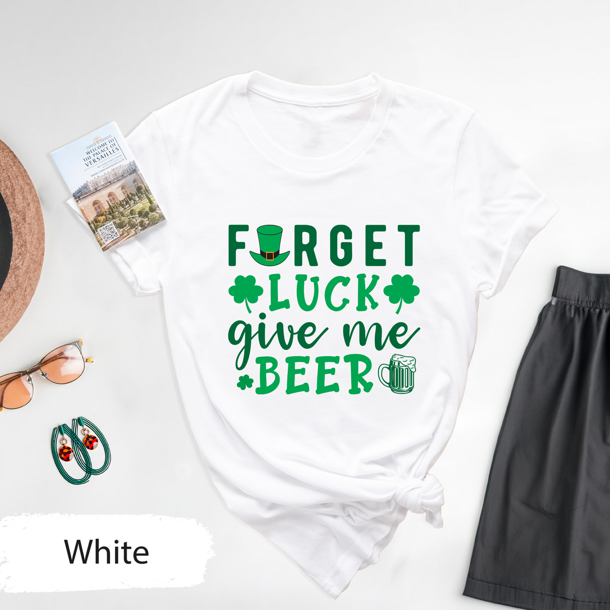 Forget Luck Give Me Beer T-Shirt, Funny St. Patricks Day Drinking Tee, Irish Beer Lover Shirt, Shamrock Pub Crawl TShirt, Saint Patricks Day