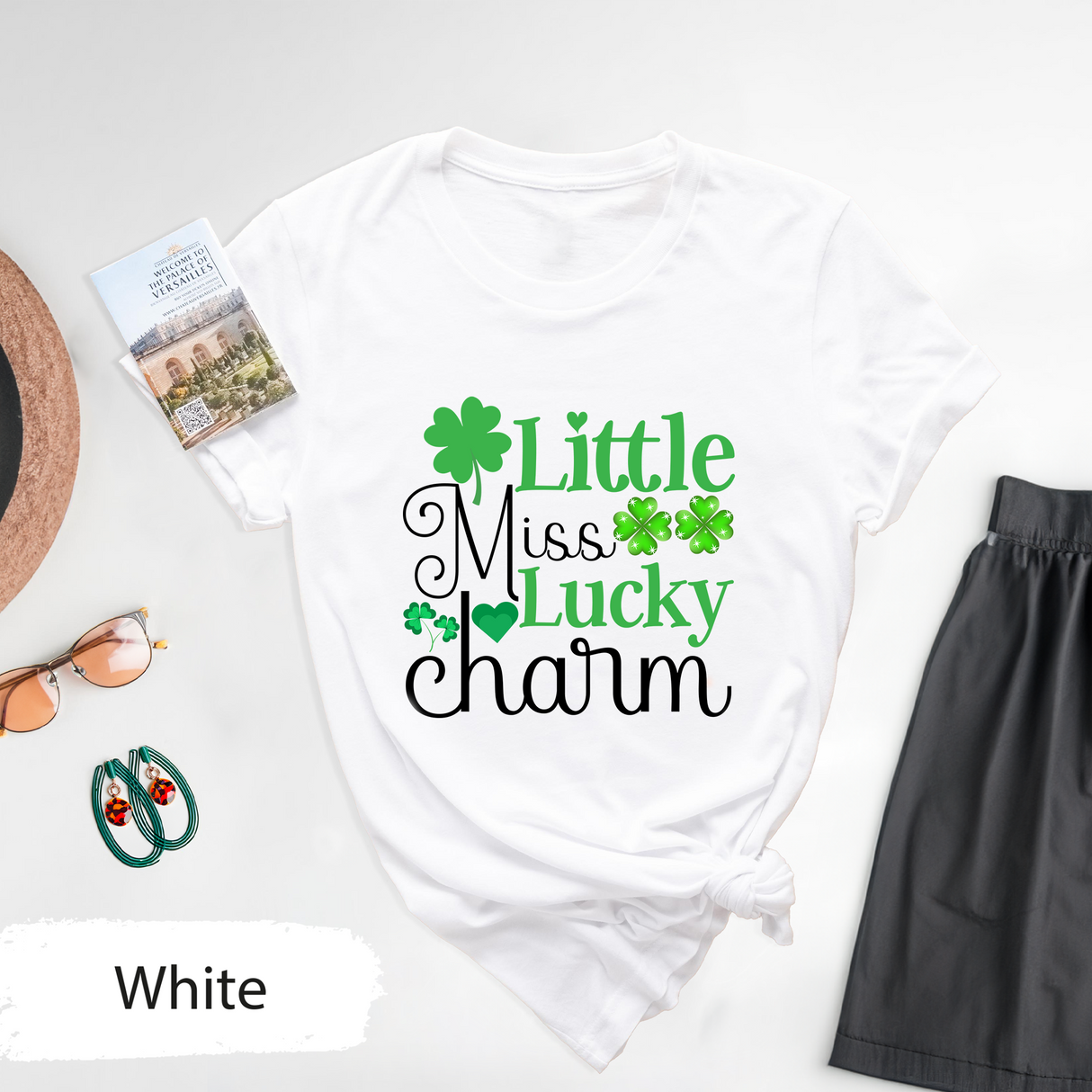 Little Miss Lucky Charm T-Shirt, Toddler St Patricks Day Shirt, Shamrock Graphic Tee, Cute St Paddys Day Gifts for Women, Lucky Charm Tees
