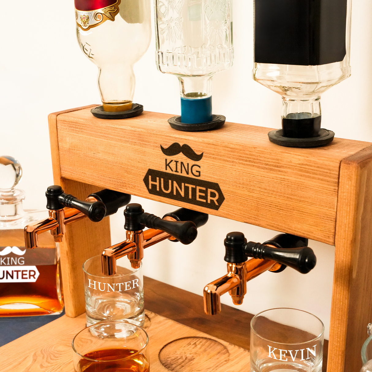 Custom Whiskey Dispenser for Home Bar, Personalized Liquor Dispenser, Whiskey Dispenser with Glasses Set, Fathers Day Gift, Gifts for Him