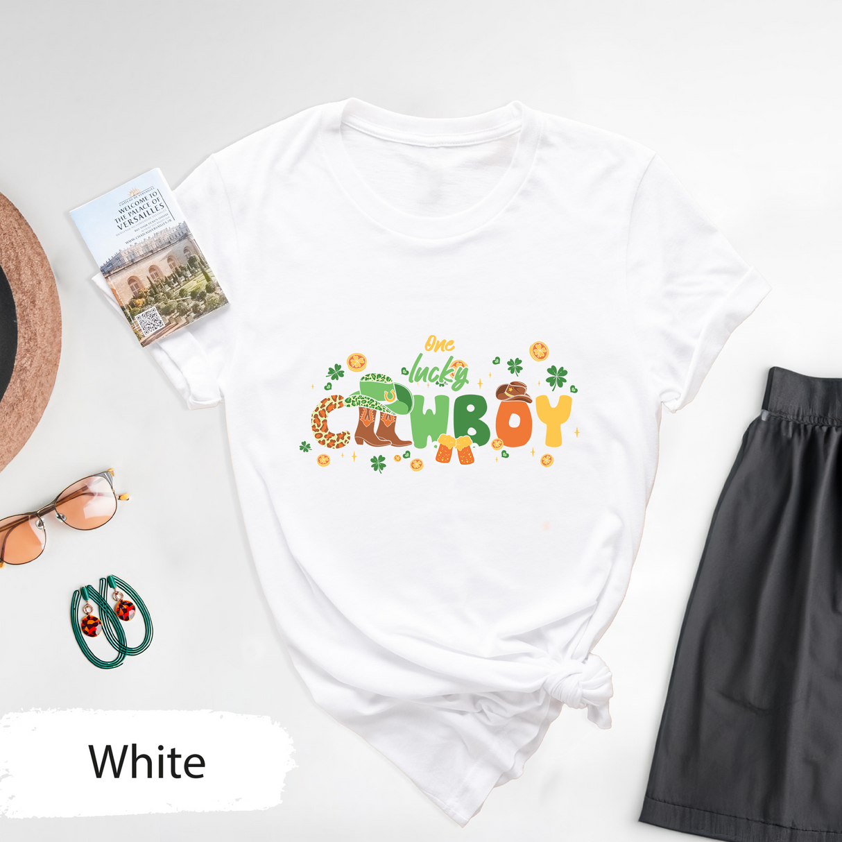 One Lucky Cowboy T-Shirt, Cowgirl St Patrick's Day Shirt, Rodeo T-Shirt, Western Irish Graphic Tee, Irish Day Gift, Lucky Cowgirl Shirt