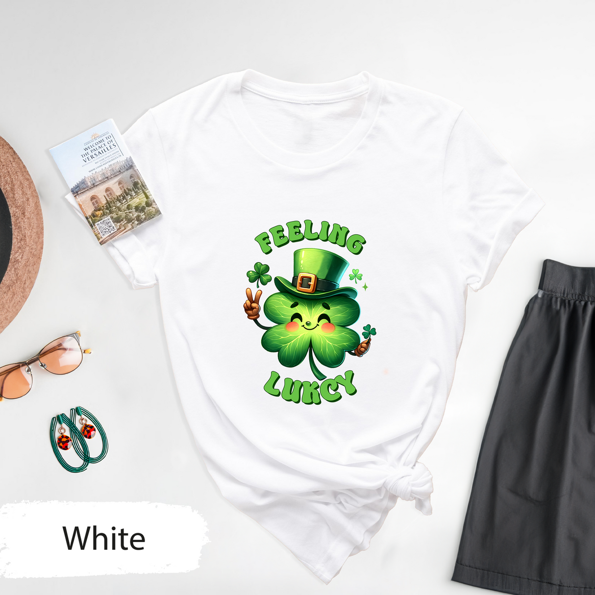 Feeling Lucky St Patricks Day Shirt, Cute Shamrock Tshirt, Fun Irish Clover Leprechaun Shirt, Lucky Charm Graphic Tee,Irish Gift for Her/Him