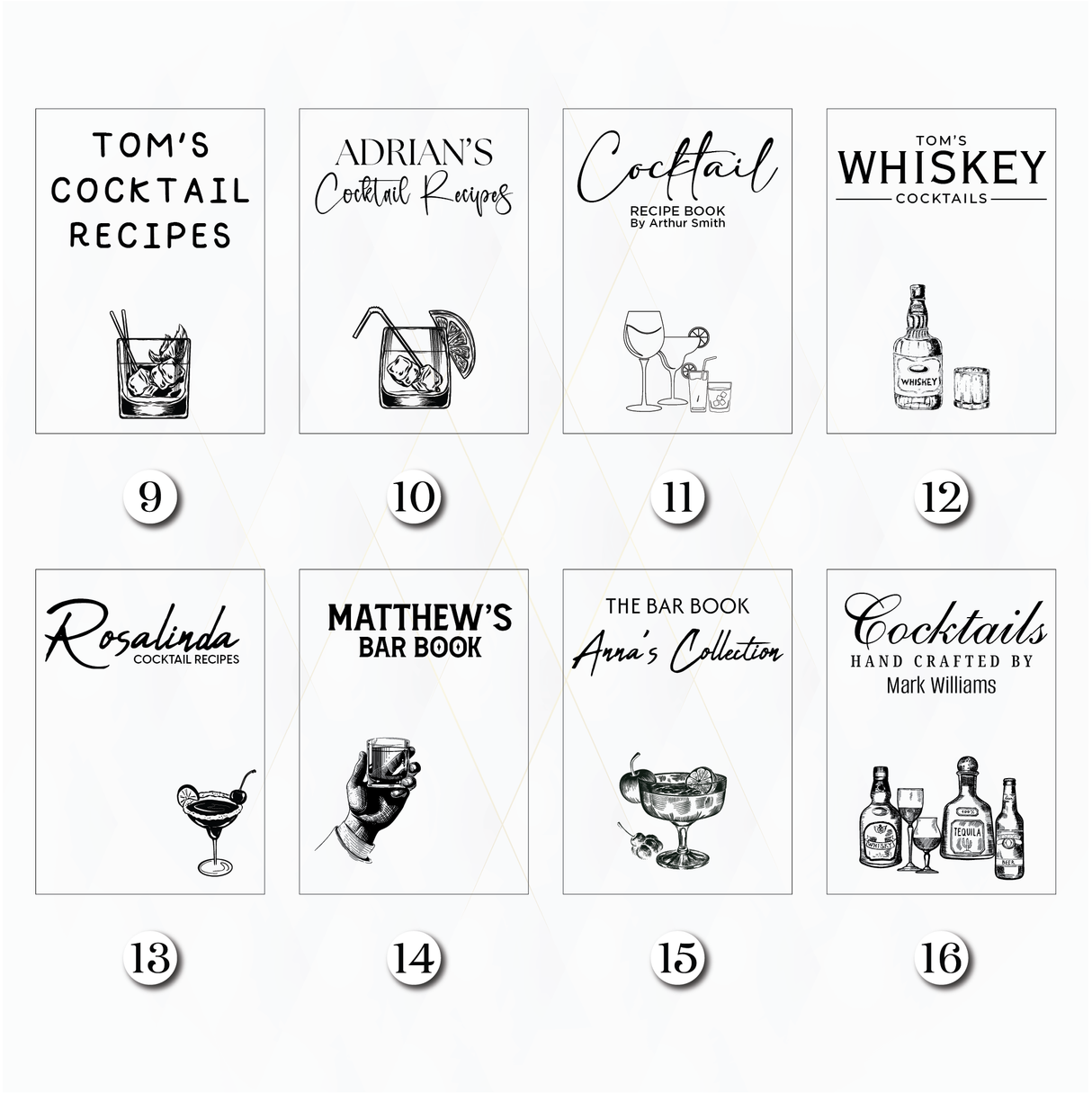 Personalized Leather Cocktail Recipe Book: Refillable Bar Notebook with Mixology Design