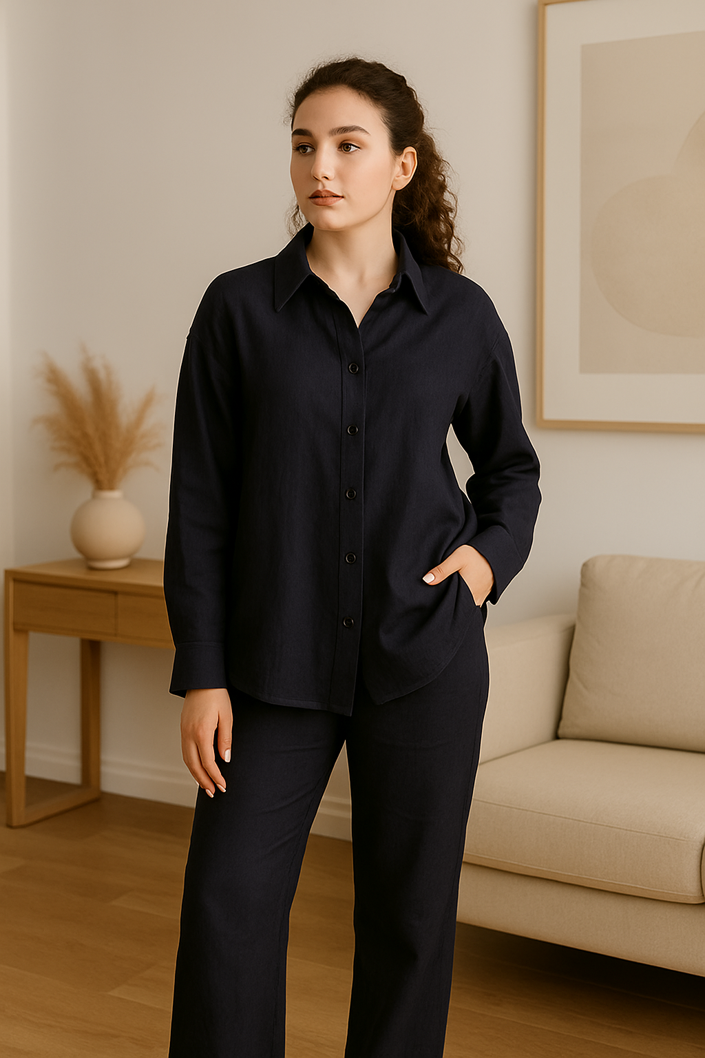 Women Relaxed Fit Linen Shirt, Long Sleeve Relaxed Fit Shirt, Button Down Shirt, Oversize Linen Shirt, Linen Clothing, Linen Tops for Women