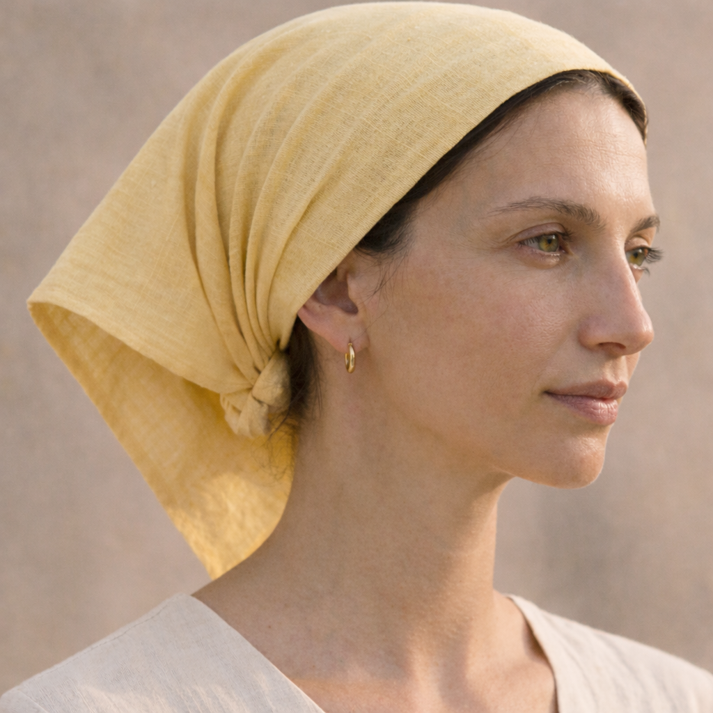 Square Linen Hair Scarf for Women: Natural Head Covering in Multiple Sizes