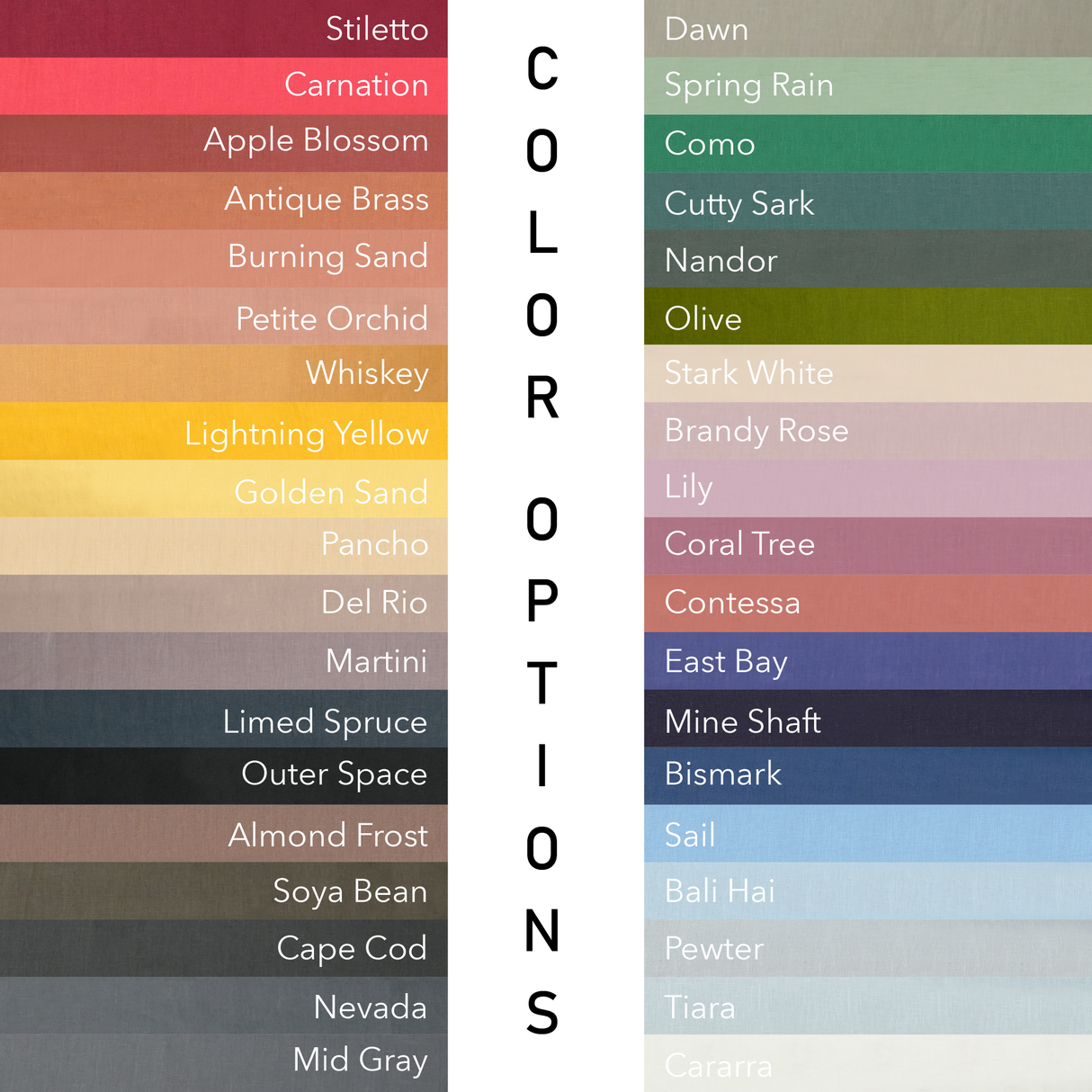Color swatches with names on a gray background