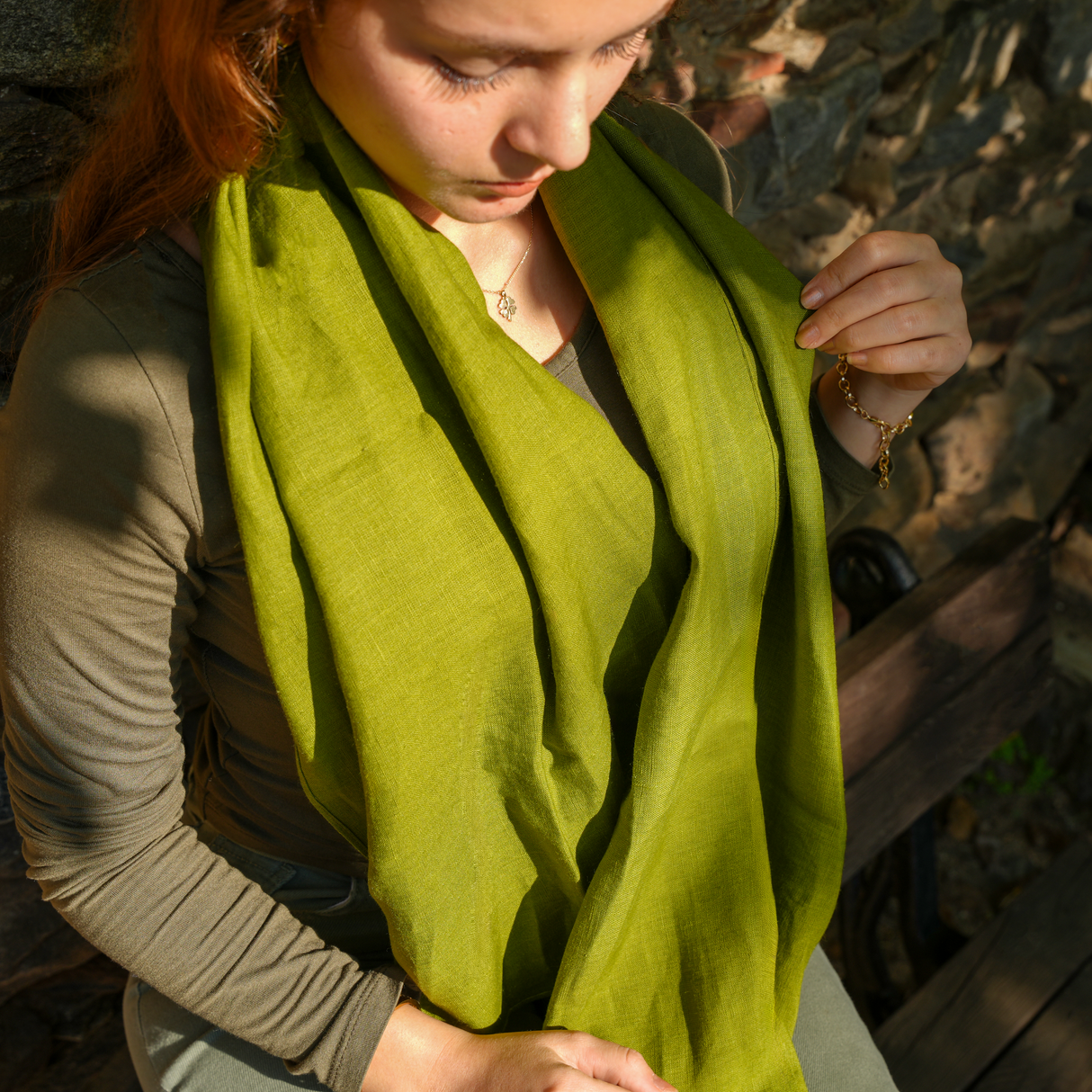 Handmade Soft Linen Scarf: Lightweight Natural Unisex Wrap in Multiple Sizes