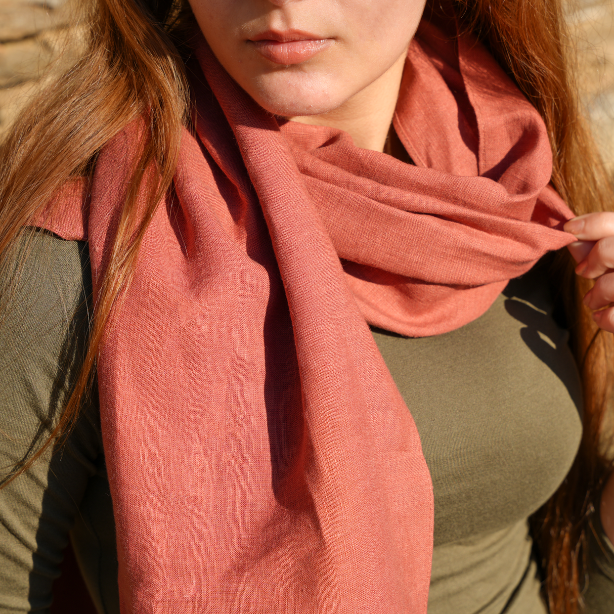 Handmade Soft Linen Scarf: Lightweight Natural Unisex Wrap in Multiple Sizes