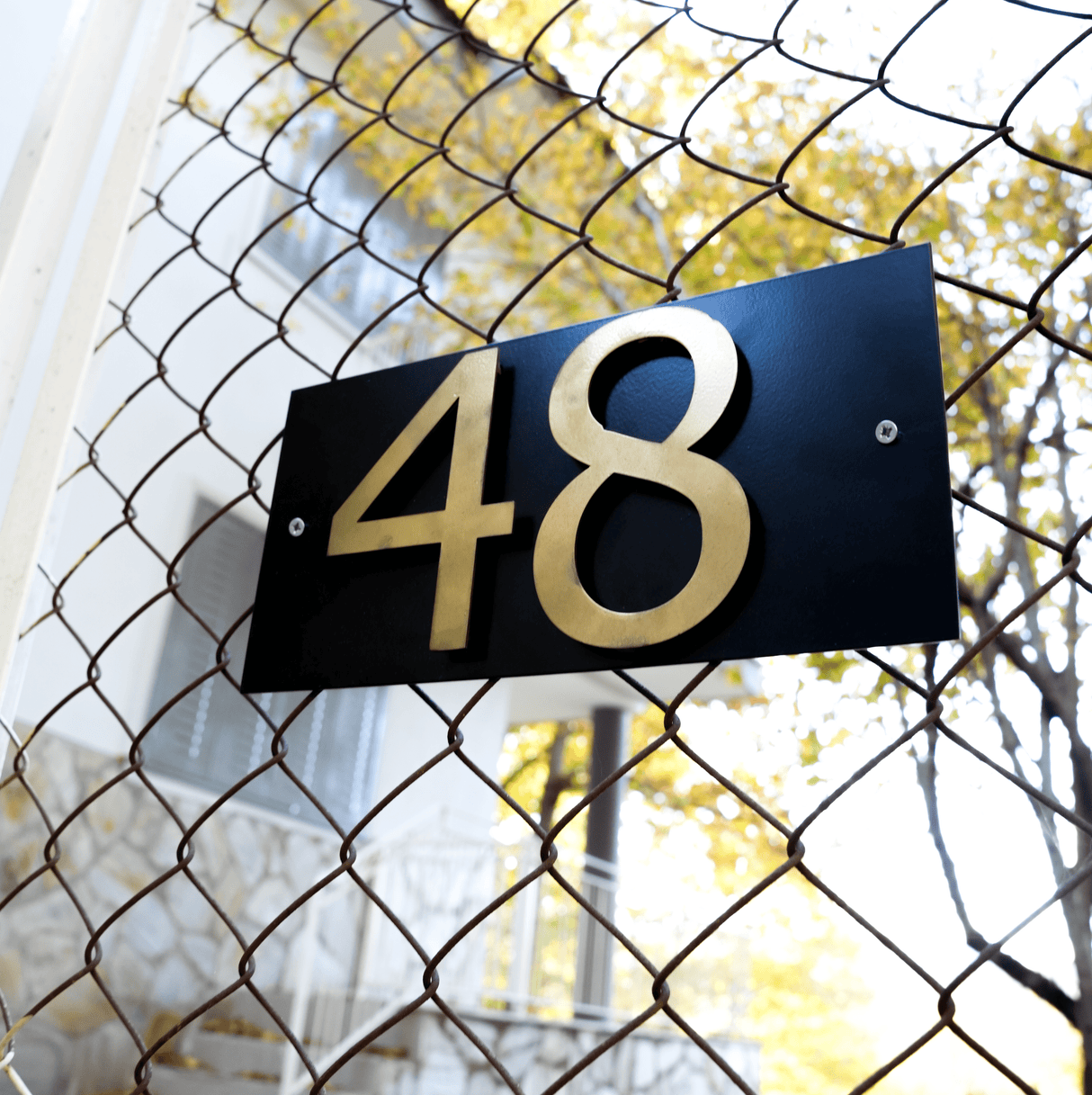 Custom Metal Postal Code Sign: Modern Laser Cut Address Number Plaque for Outdoor