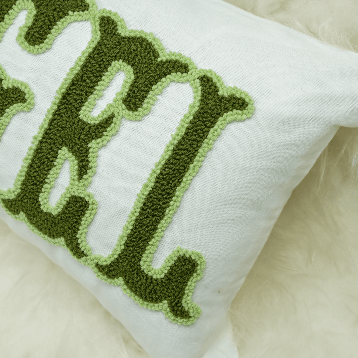 Personalized Name Embroidered Punch Needle Pillow: Custom Baby Gift & Announcement