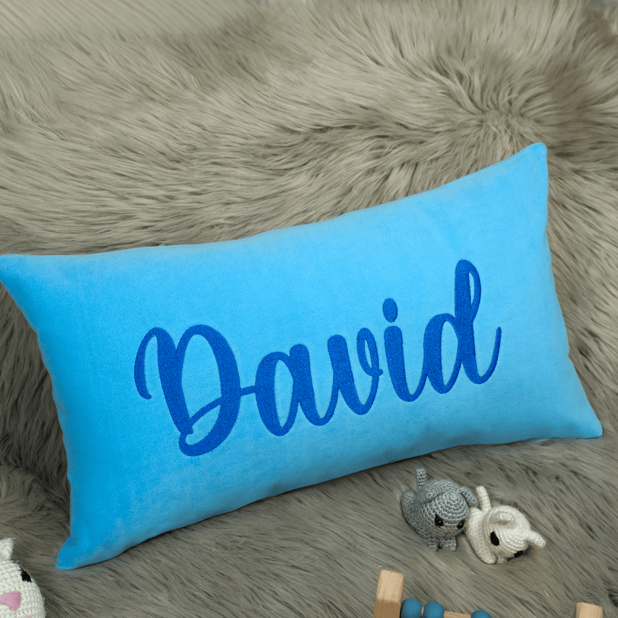 Embroidered Baby Name Pillow: Custom Fleece Baby Cushion for Nursery Decor