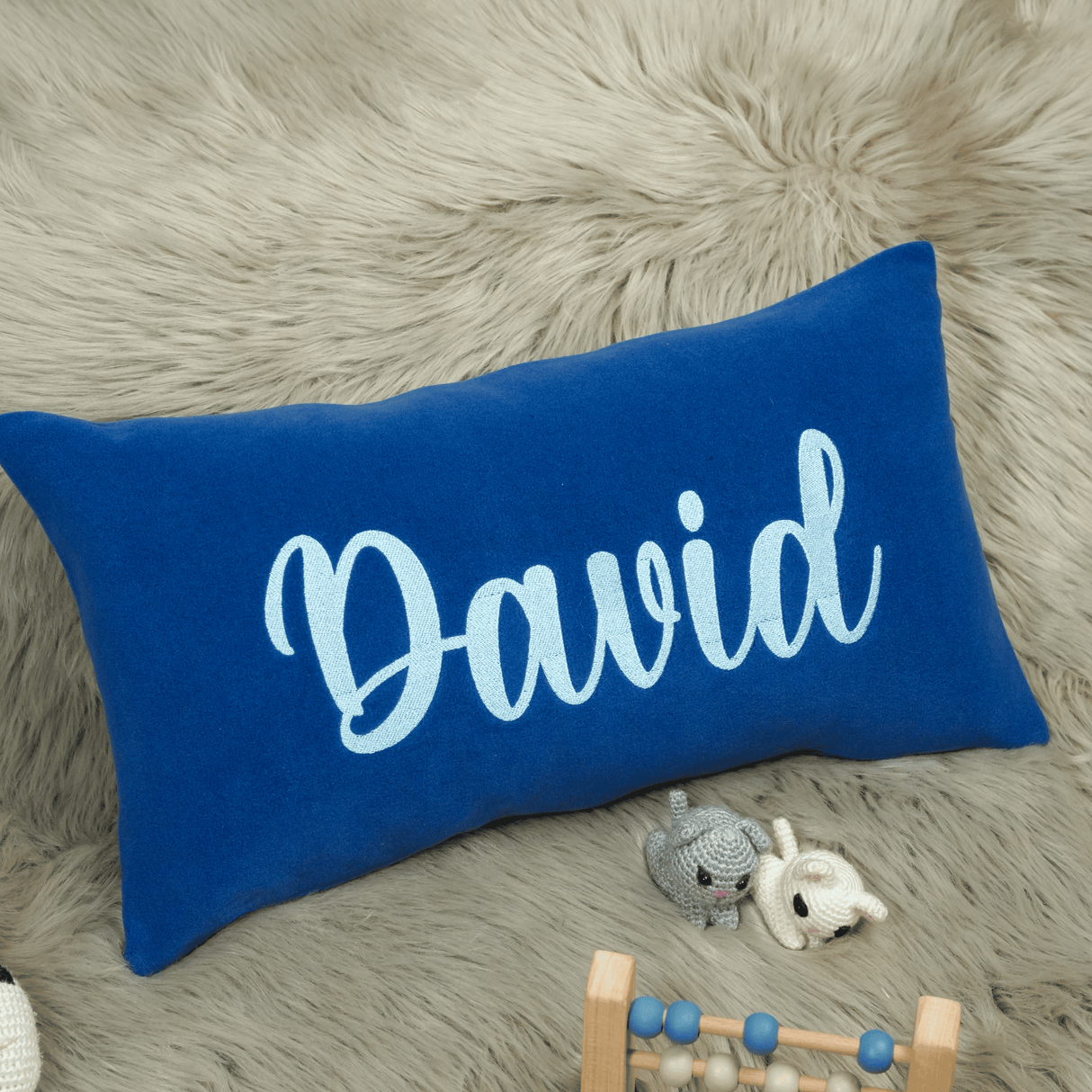 Embroidered Baby Name Pillow: Custom Fleece Baby Cushion for Nursery Decor