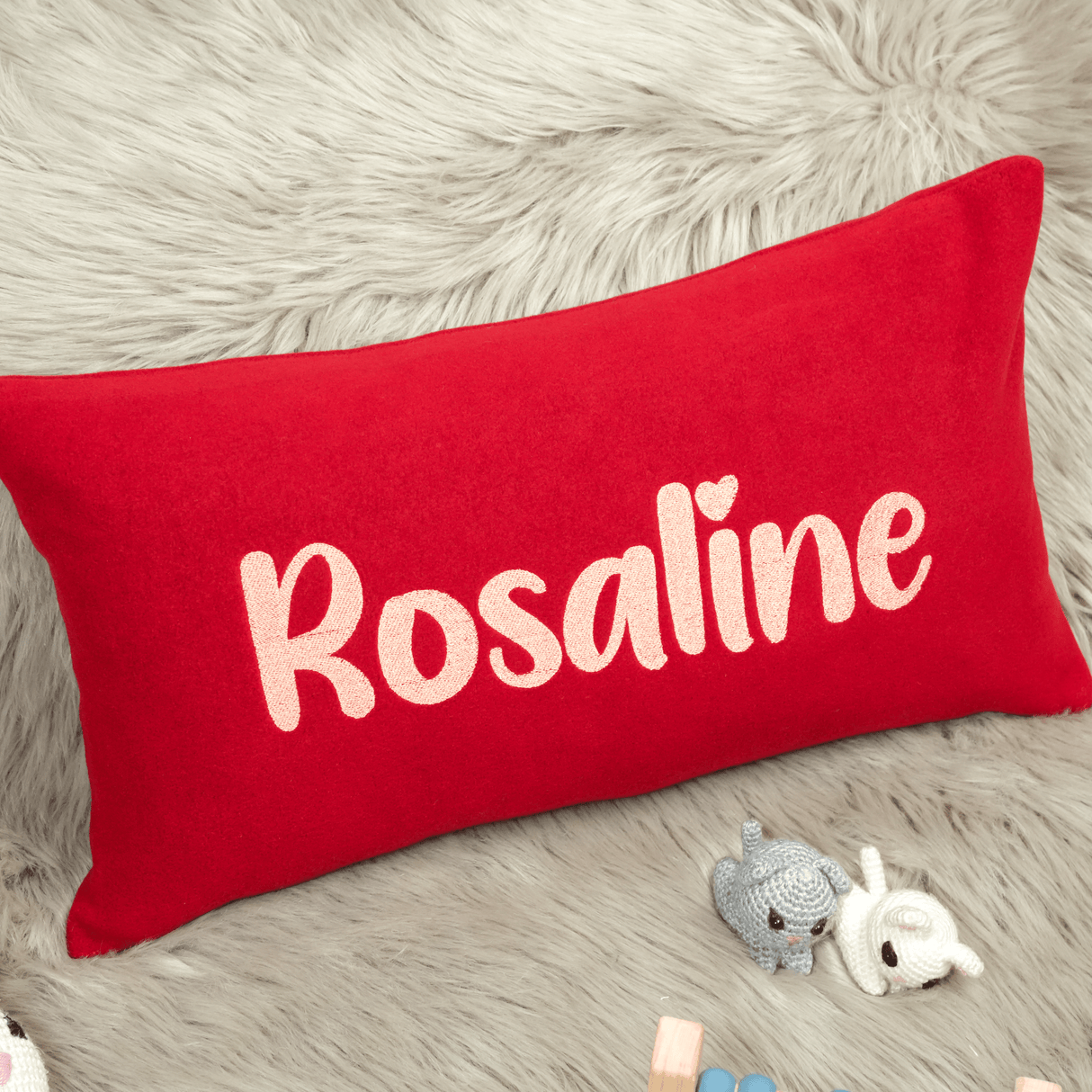 Personalized Monogram Name Embroidered Pillow: Custom Polar Fleece Cushion for Kids Room