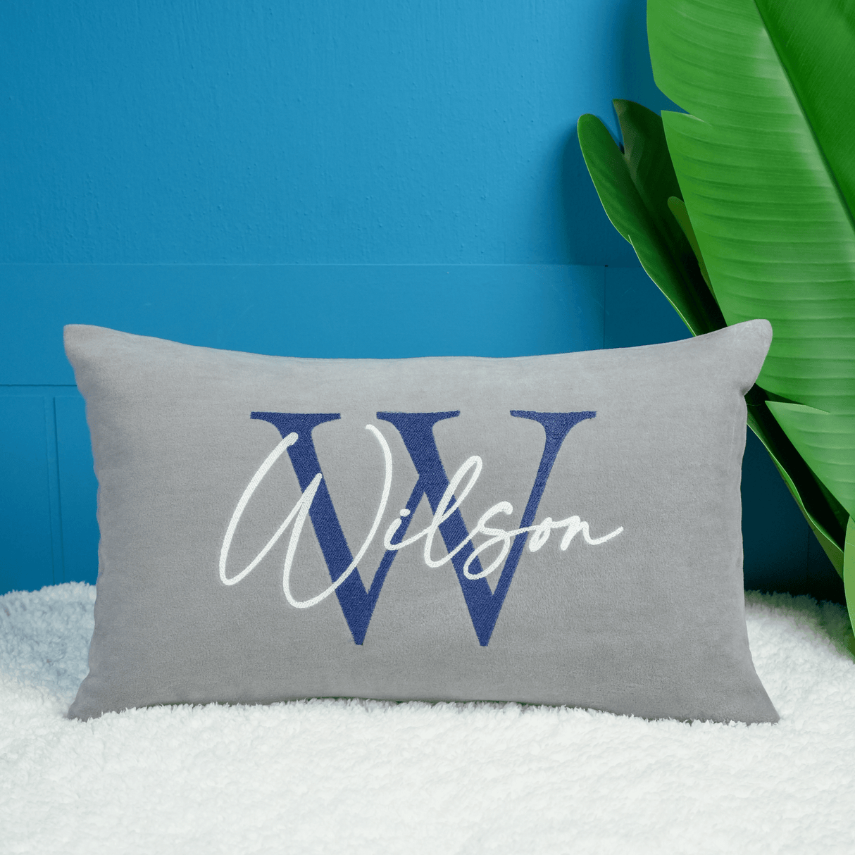 Couple Name Monogram Embroidered Polar Fleece Pillow: Christmas Gifts for Newlywed