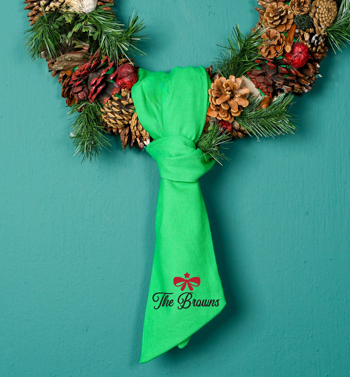 Personalized Christmas Wreath Sash for Newlywed Home: Handmade Embroidered for Holiday Decor