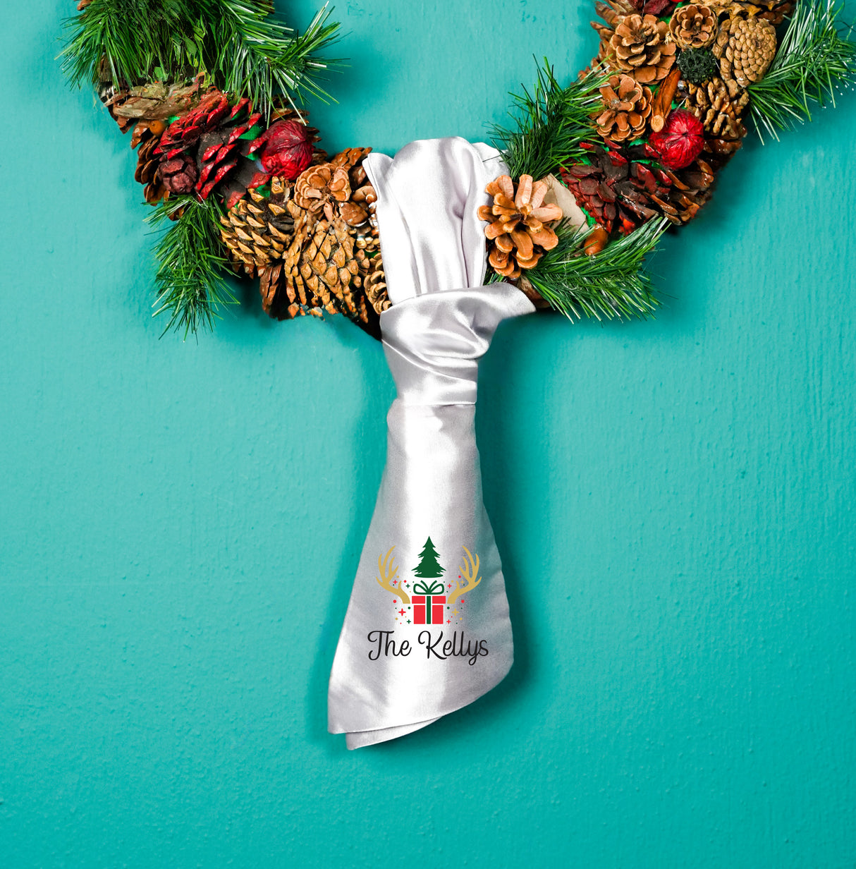 Christmas Family Name Wreath Sash for Front Door: Personalized Holiday Decor Gift