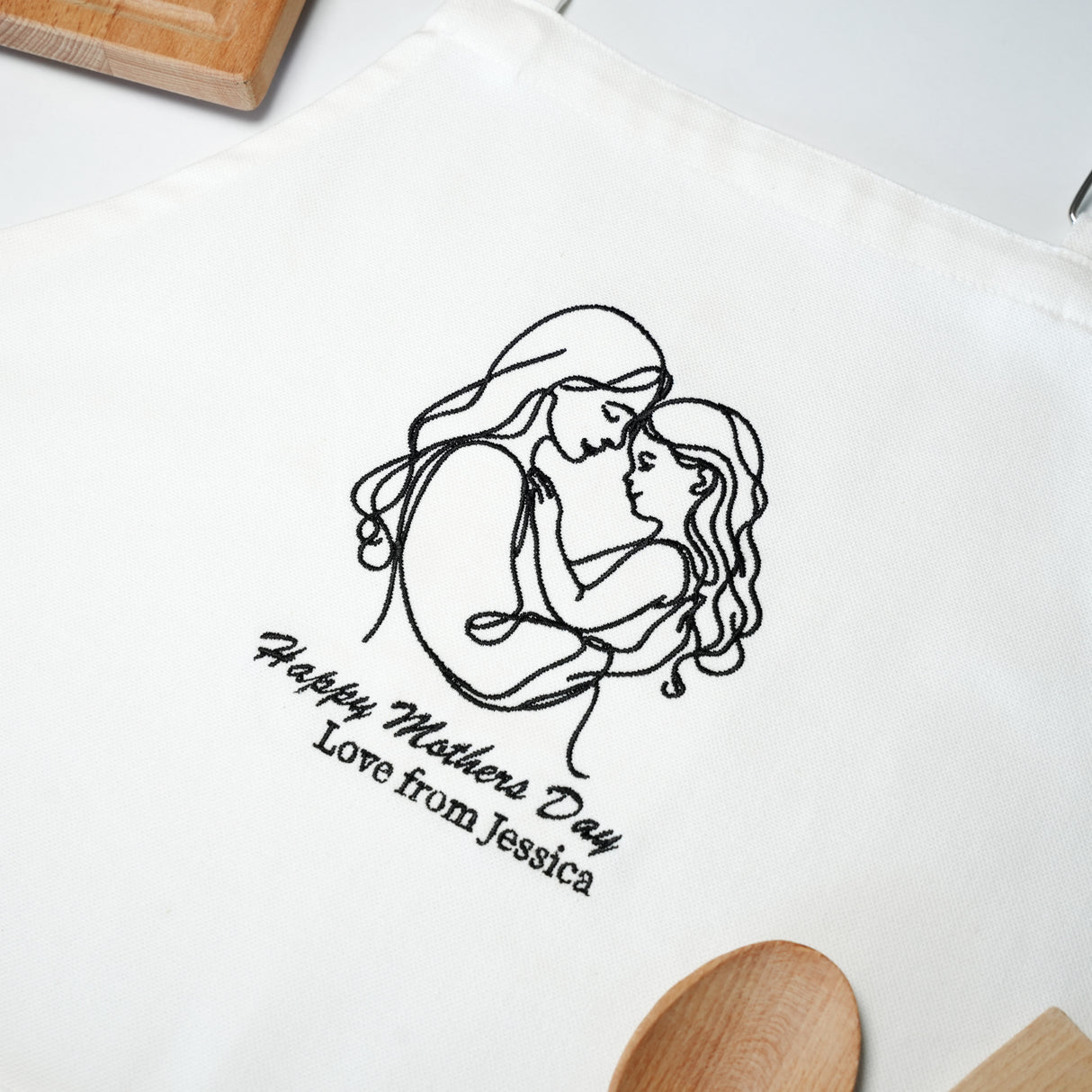 Custom Photo Outline Kitchen Apron, Mother's Day Gifts, Mom Birthday Gifts, Custom Mom Gift, Mom Baking Apron, Gift from Daughter, Gigi Gift