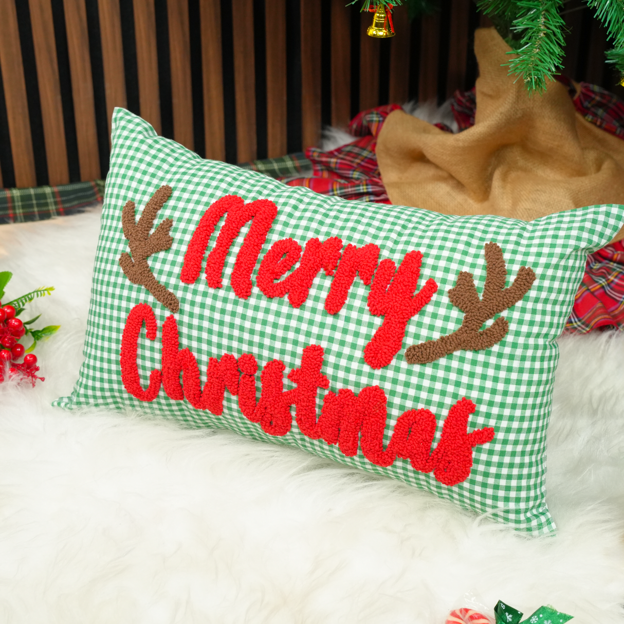 Personalized Punch Needle Christmas Pillow: Custom Embroidered Holiday Decor