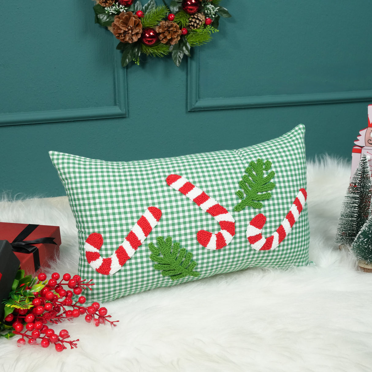 Personalized Home Address Embroidered Throw Pillow: Christmas Home Decor