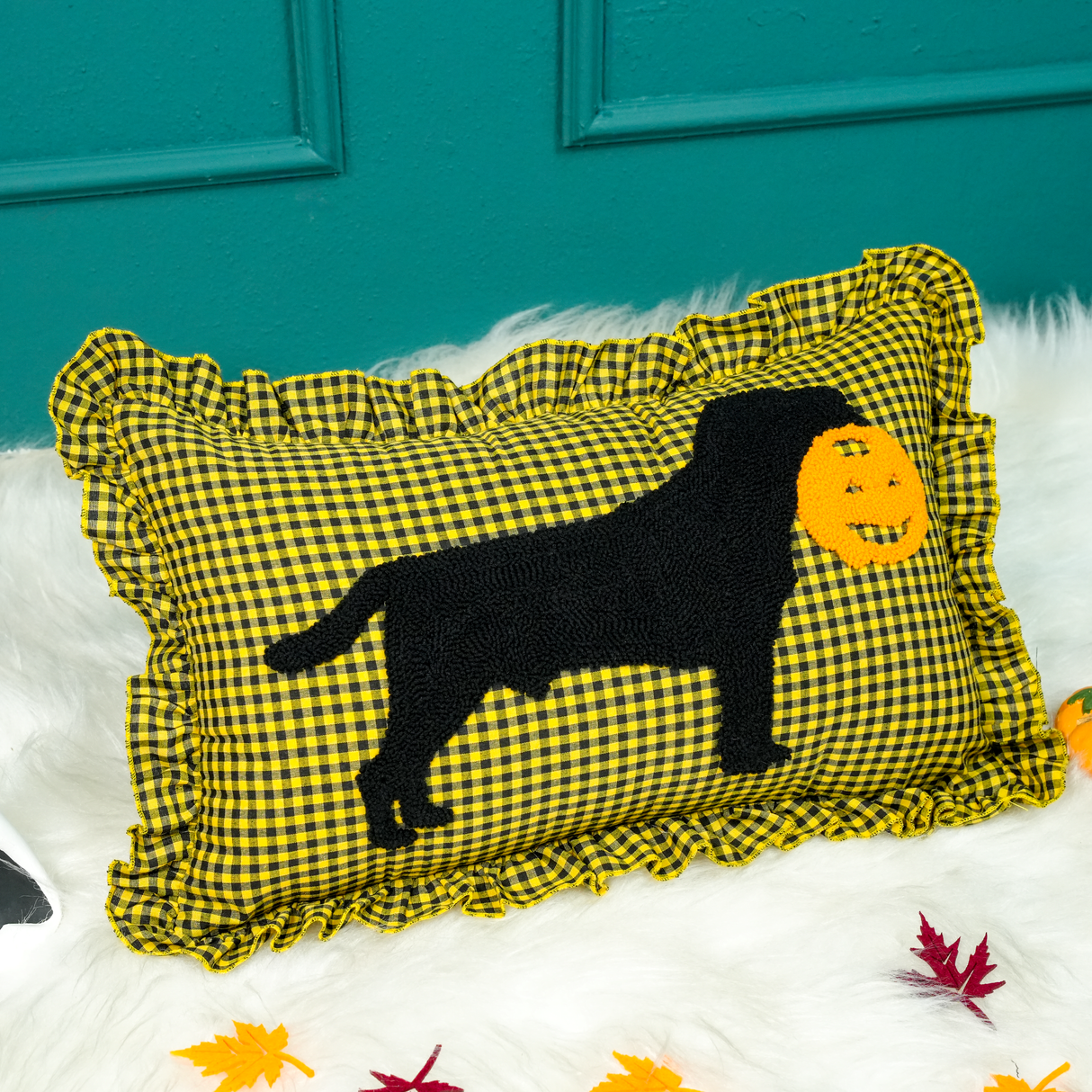 Fall Leaves Punch Needle Embroidered Decorative Pillow: Autumn Home Decor