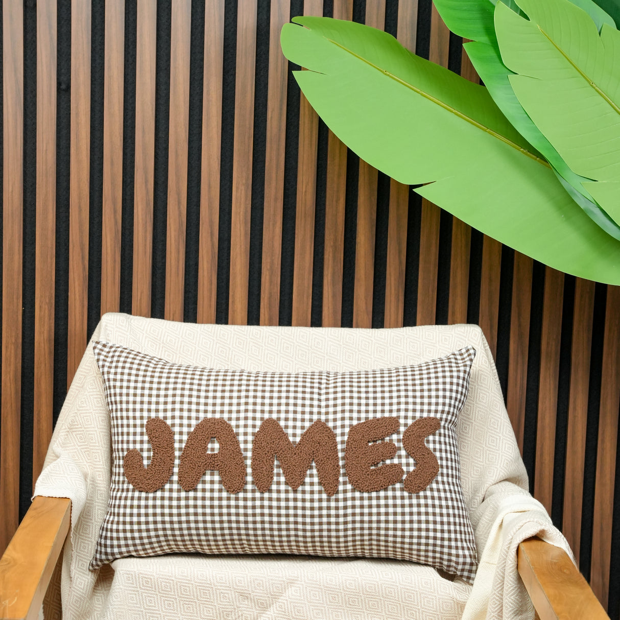 Custom Punch Needle Baby Name Pillow: Kids Bedroom Decor, Cotton Linen Feel