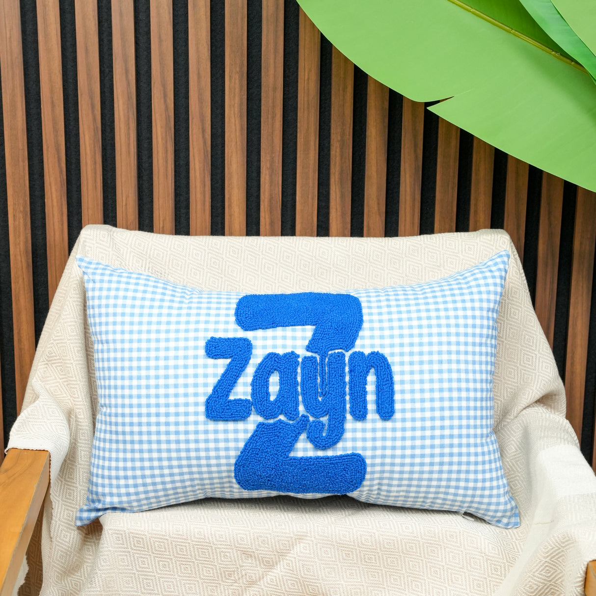 Personalized Name Pillow for Kids: Pink Gingham Cushion, Girl Nursery Decor