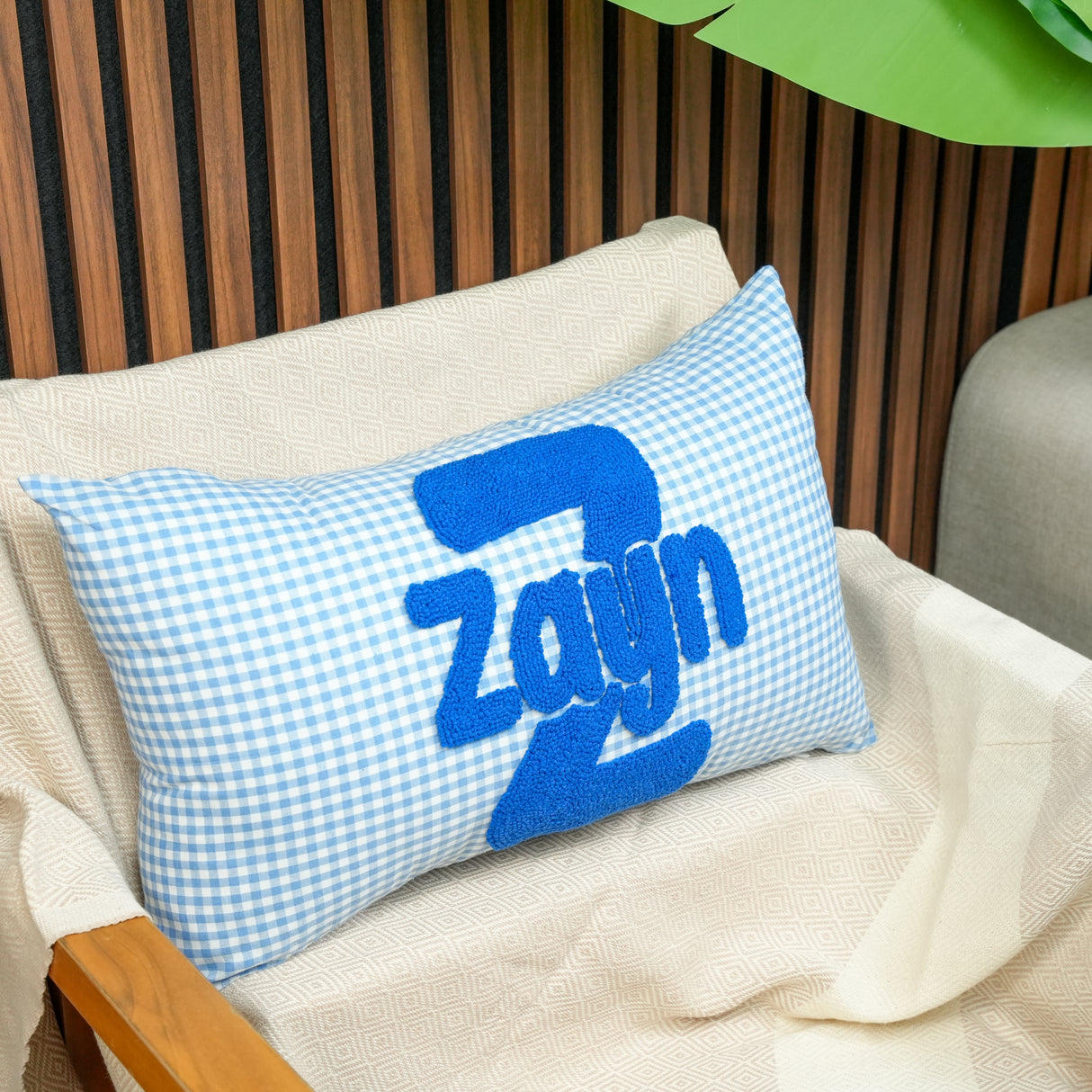 Personalized Name Pillow for Kids: Pink Gingham Cushion, Girl Nursery Decor