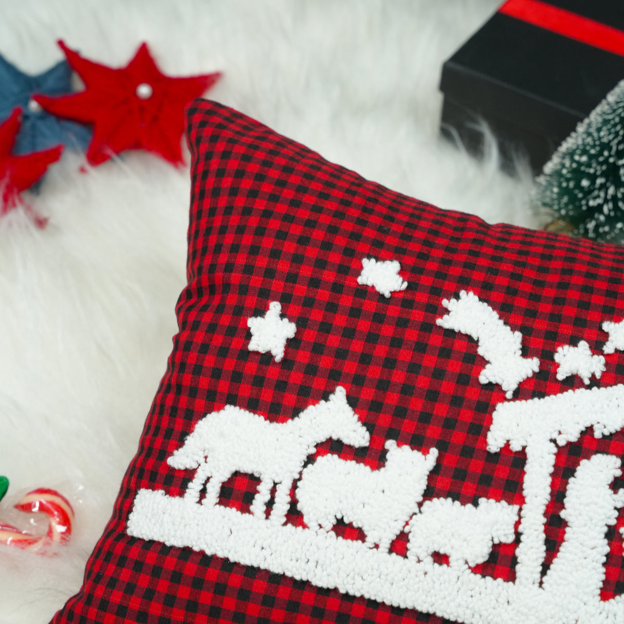 Nativity Scene Christmas Pillow: Punch Needle Embroidered Christian Chiristmas Gift