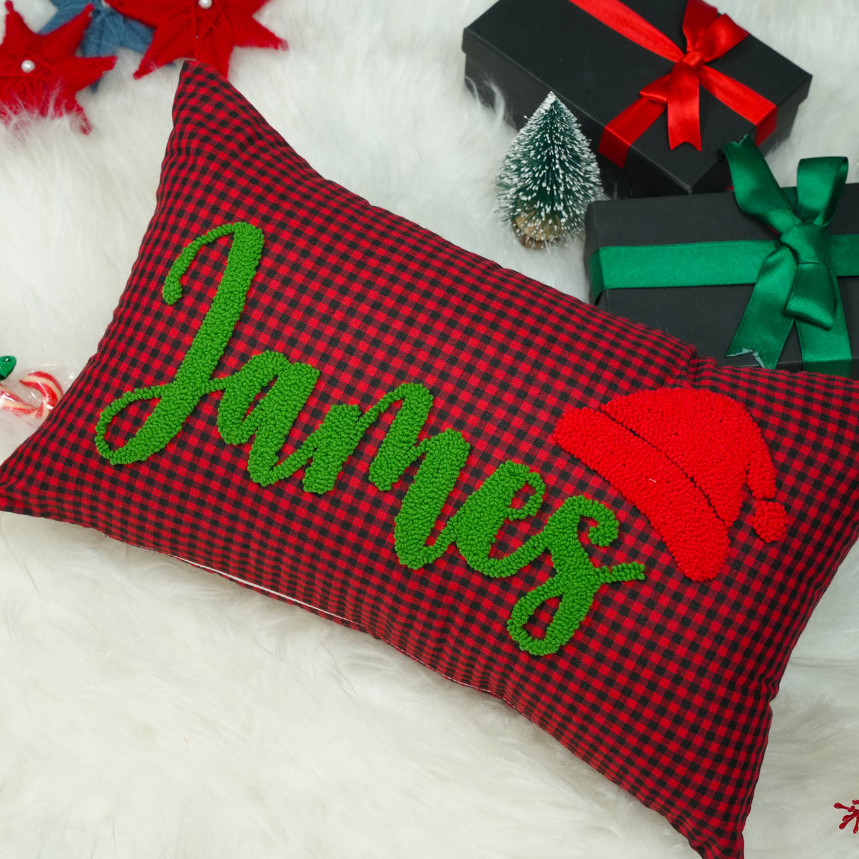 Nativity Scene Christmas Pillow: Punch Needle Embroidered Christian Chiristmas Gift