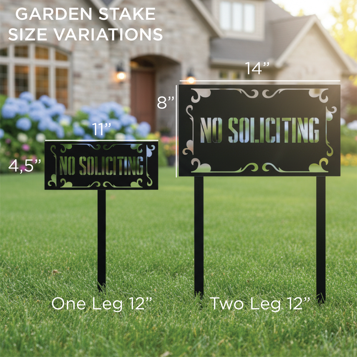 No Soliciting Garden Stake Sign: Custom Metal Yard Sign for Outdoor Decoration