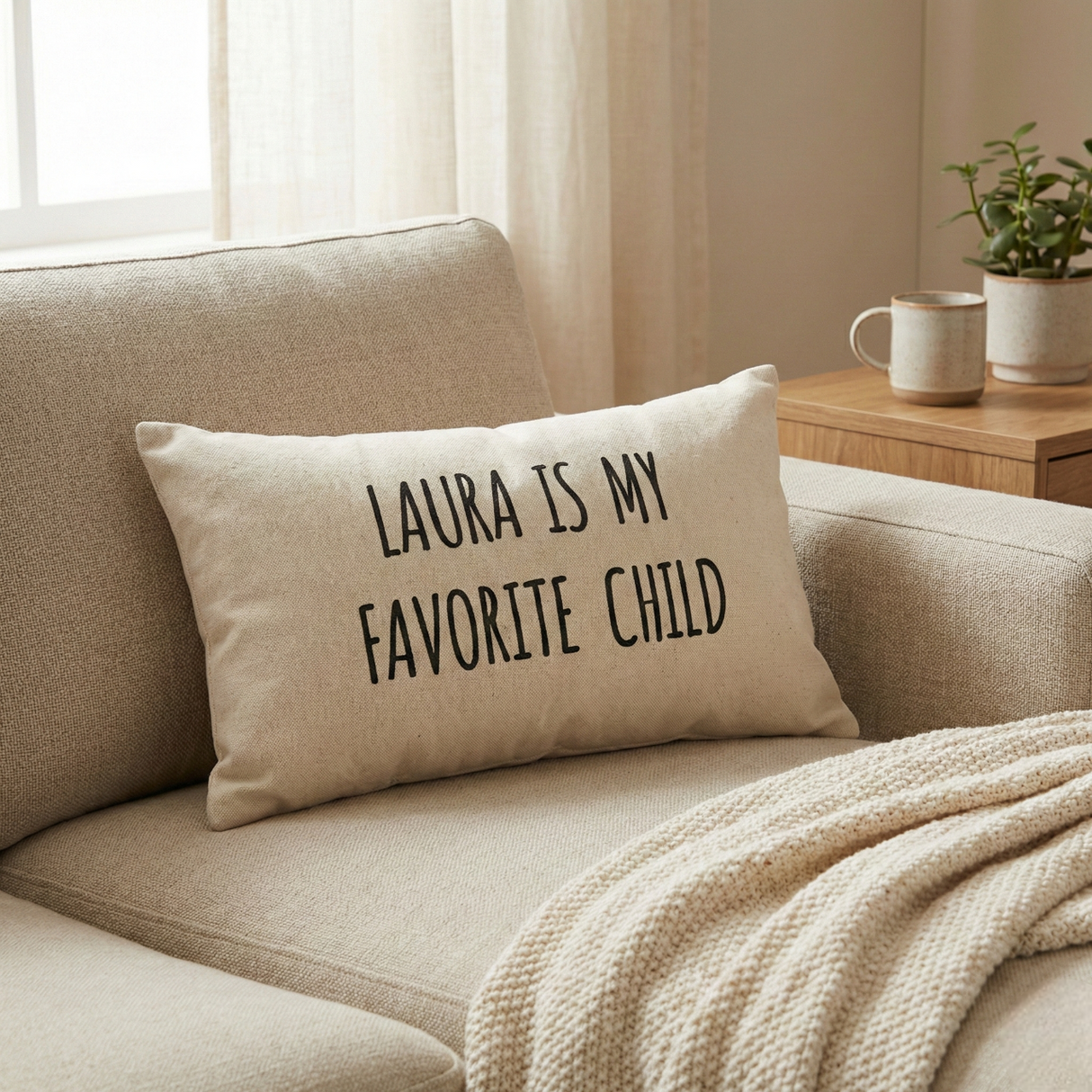 Personalized Favorite Child Pillow – Funny Mother’s Day Gift