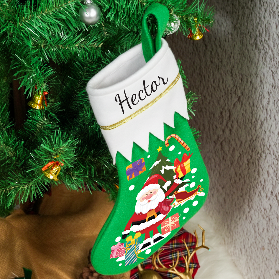 Handmade Mantel Christmas Stocking: Personalized Xmas Accent for Cozy Fireplace Decor