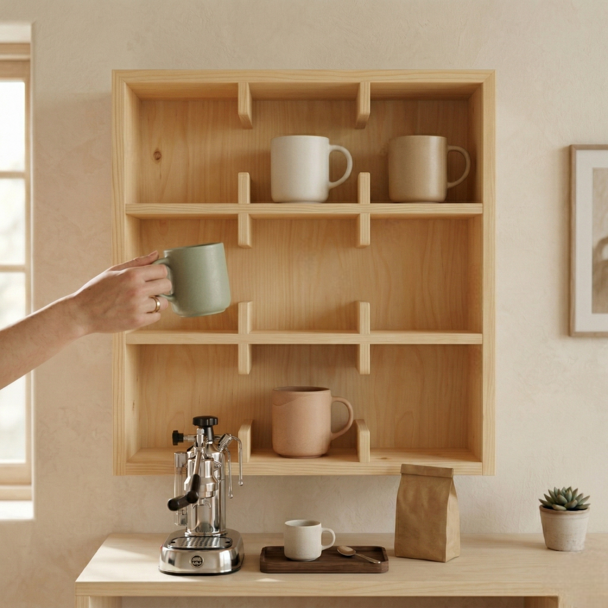 Coffee Mug Display Shelf: Wall Mounted Cup Holder for Kitchen Storage