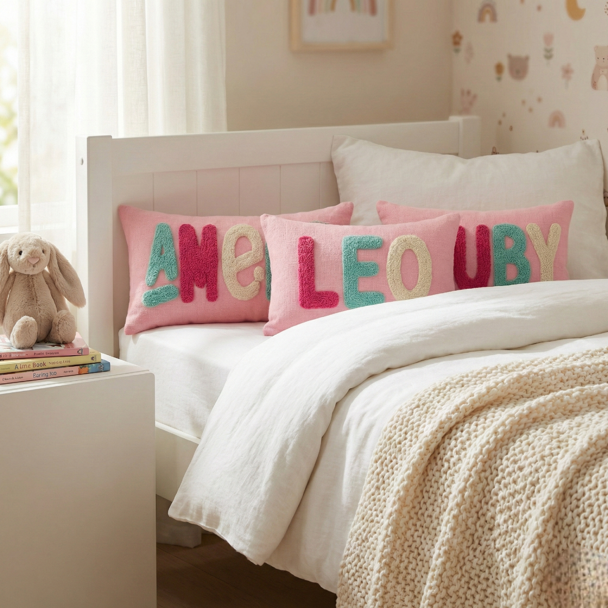 Personalized Baby Name Pillow – Punch Needle Nursery Keepsake