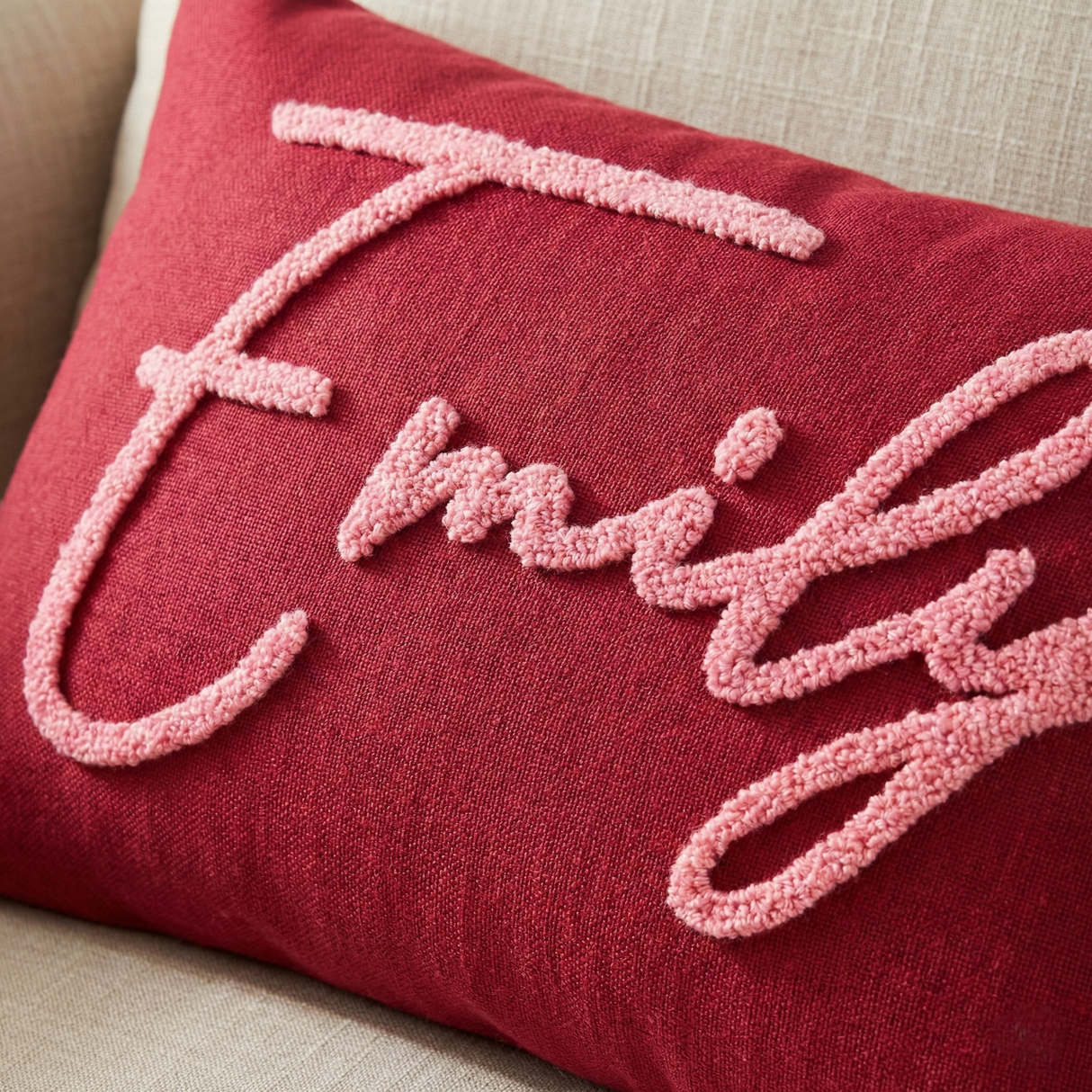 Personalized Name Pillow – Handcrafted Punch Needle Kids Room Decor