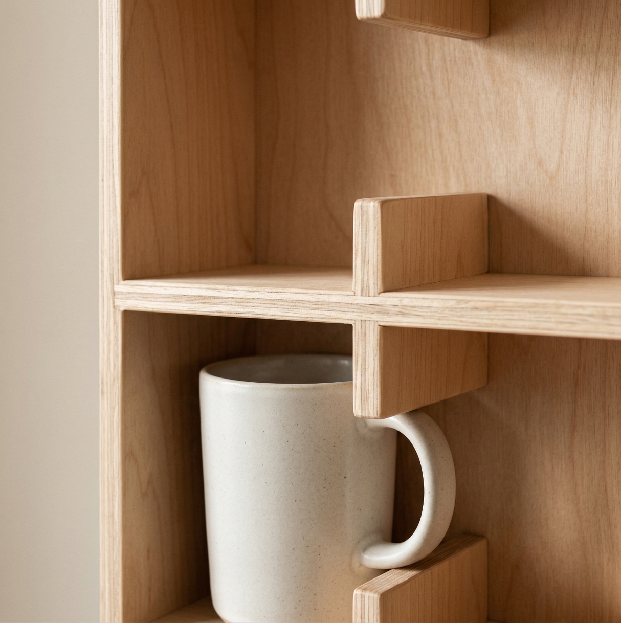 Coffee Cup Organizer Stand: Wooden Mug Rack Wall Shelf & Display