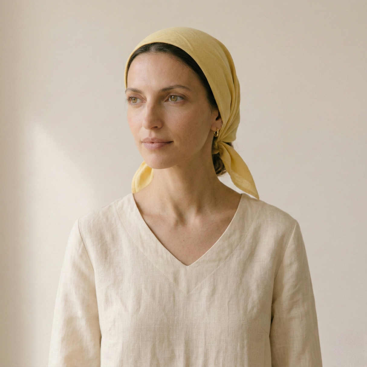 Square Linen Hair Scarf for Women: Natural Head Covering in Multiple Sizes