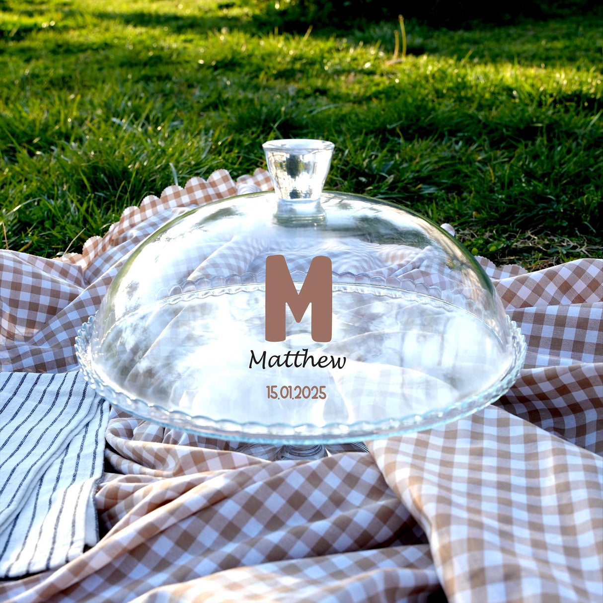 Glass Cake Stand for Gender Reveal: Personalized Boy or Girl Party Display with Dome Lid, Party Supplies