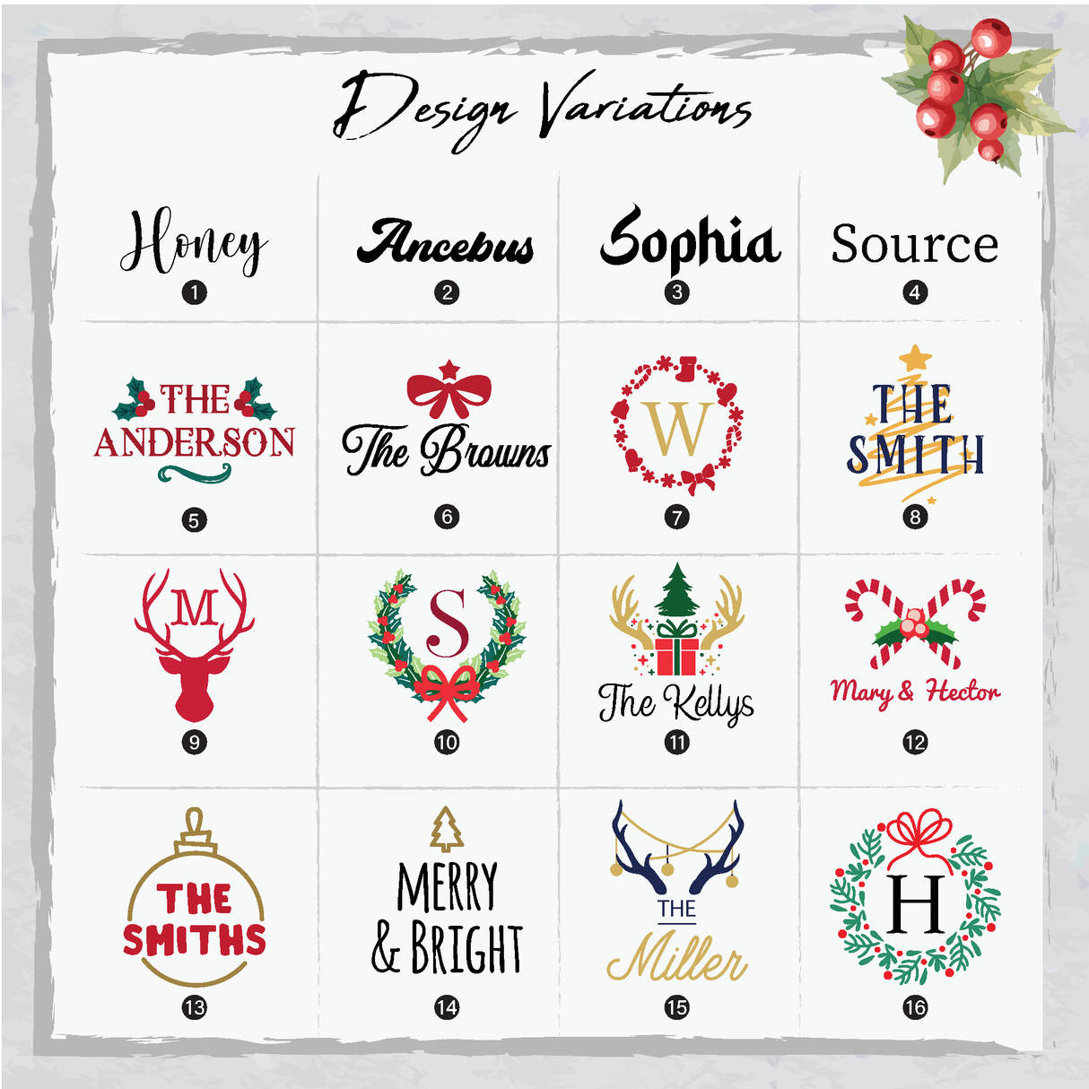 Christmas Tree Wreath Sash with Custom Embroidered: Satin Holiday Door Ribbon