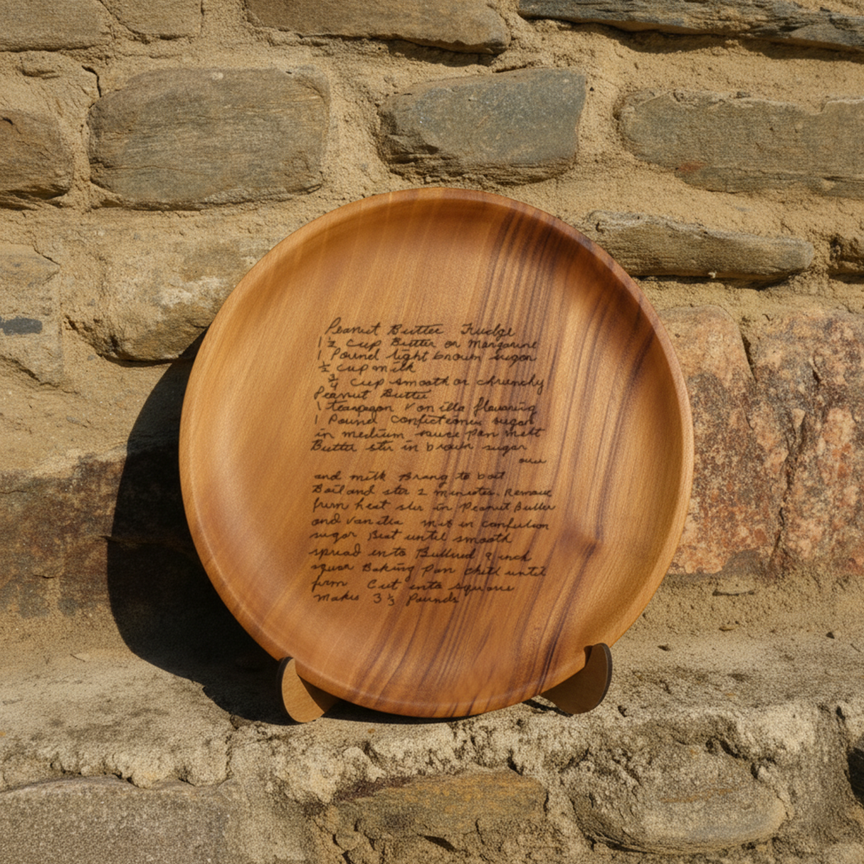 Handwritten Recipe Wooden Decorative Plate: Personalized Keepsake Platter, Family Heirloom Gift