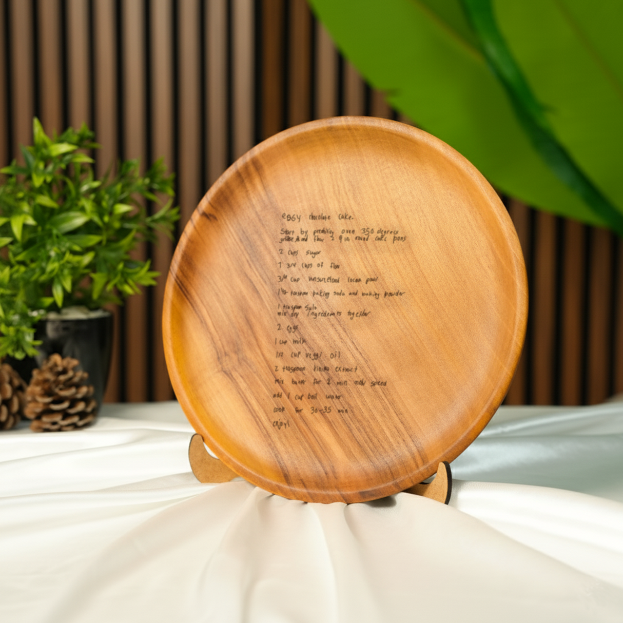 Handwritten Recipe Wooden Decorative Plate: Personalized Keepsake Platter, Family Heirloom Gift